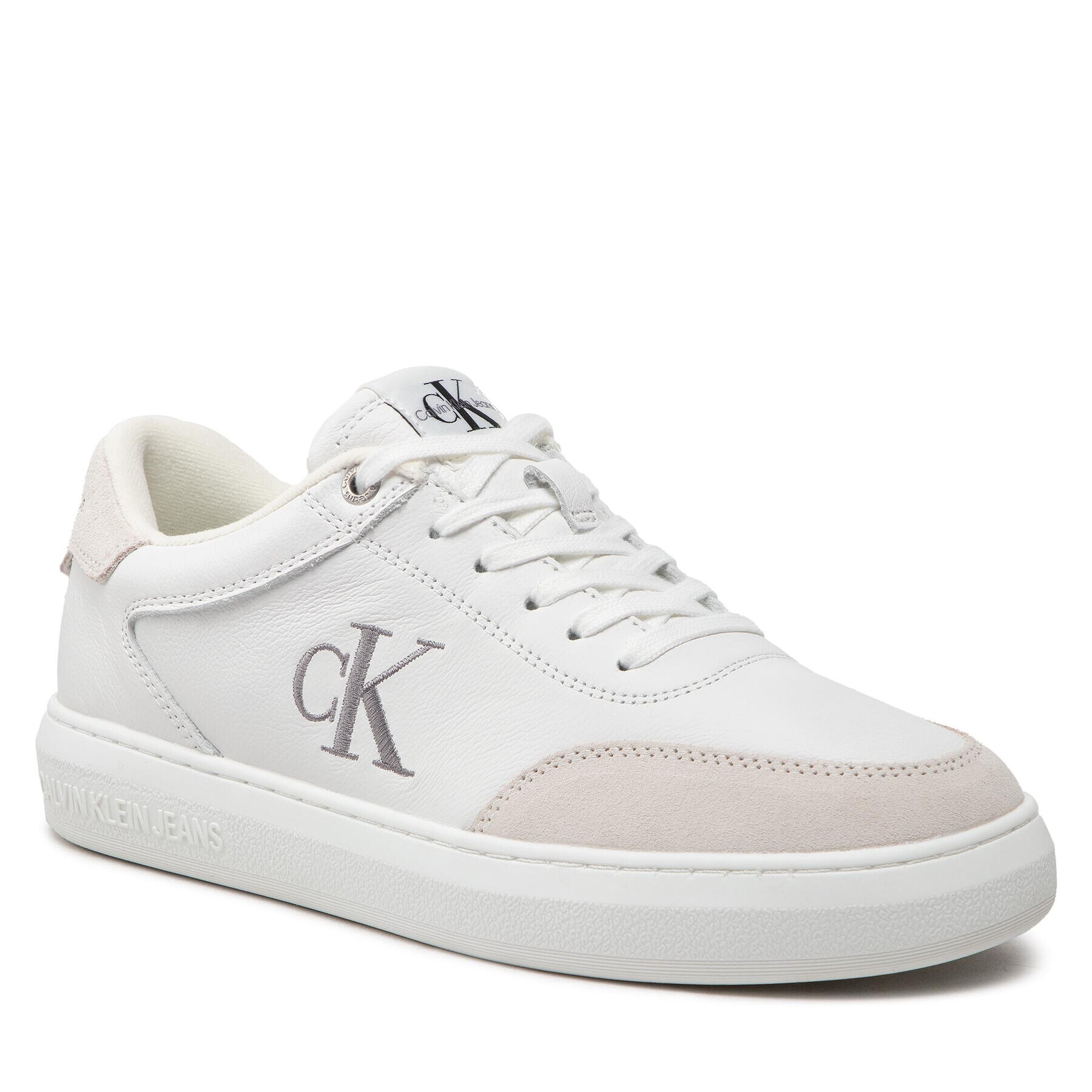 Calvin Klein Jeans Sneakers Casual Cupsole Laceup Low Mono YM0YM00496 Alb - Pled.ro