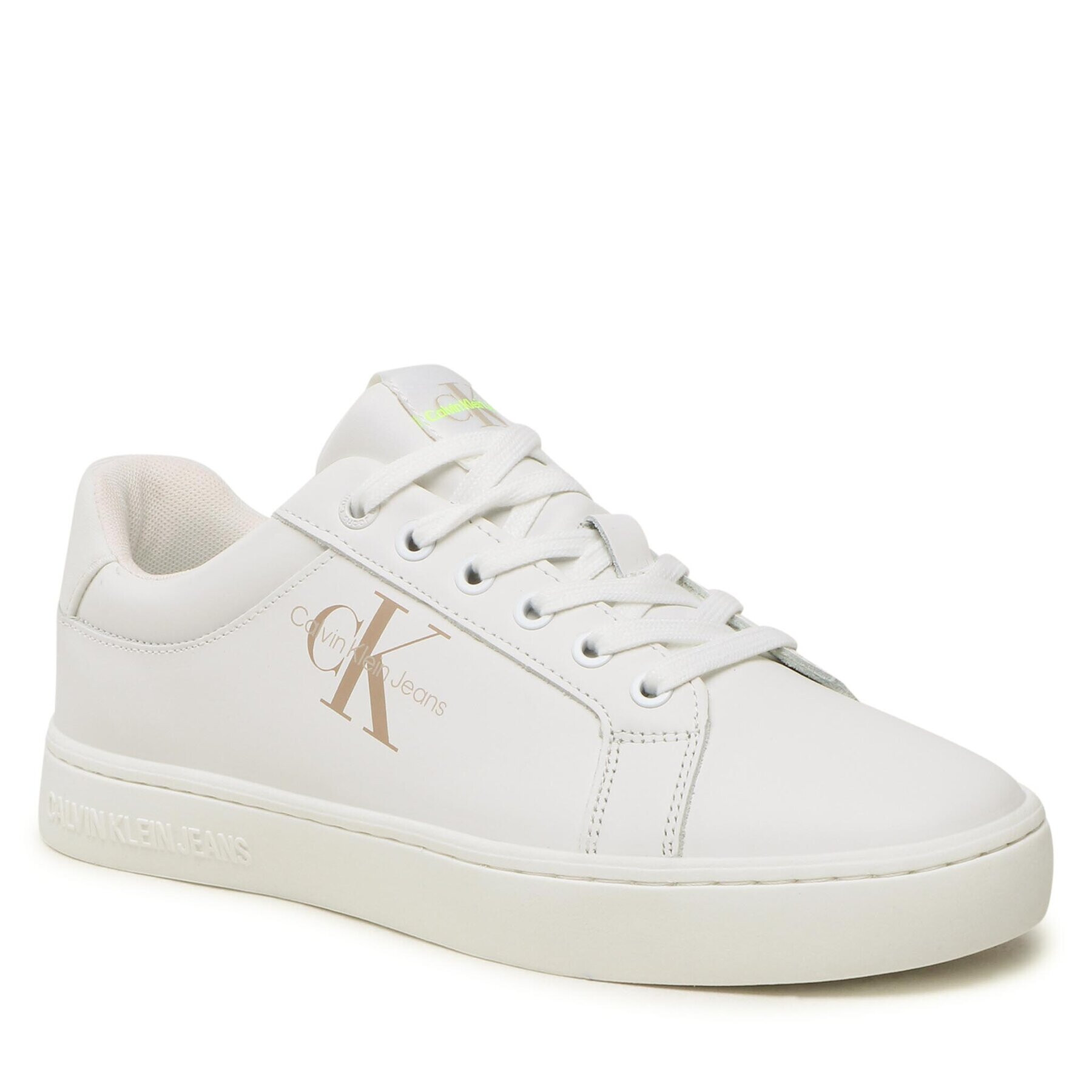 Calvin Klein Jeans Sneakers Classic Cupsole Fluo Contrast YM0YM00603 Alb - Pled.ro