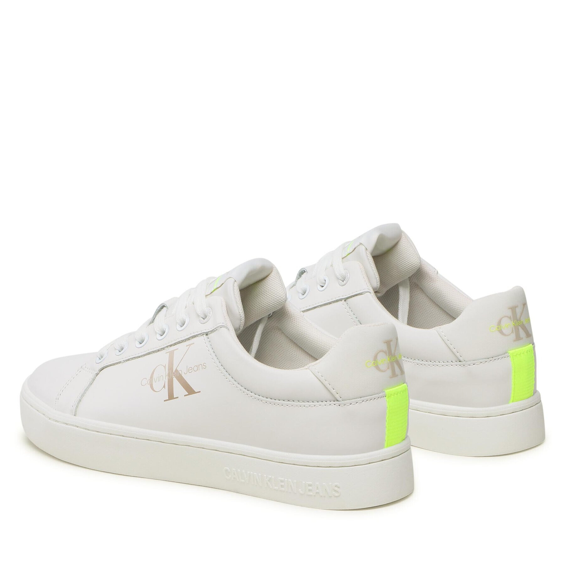 Calvin Klein Jeans Sneakers Classic Cupsole Fluo Contrast YM0YM00603 Alb - Pled.ro