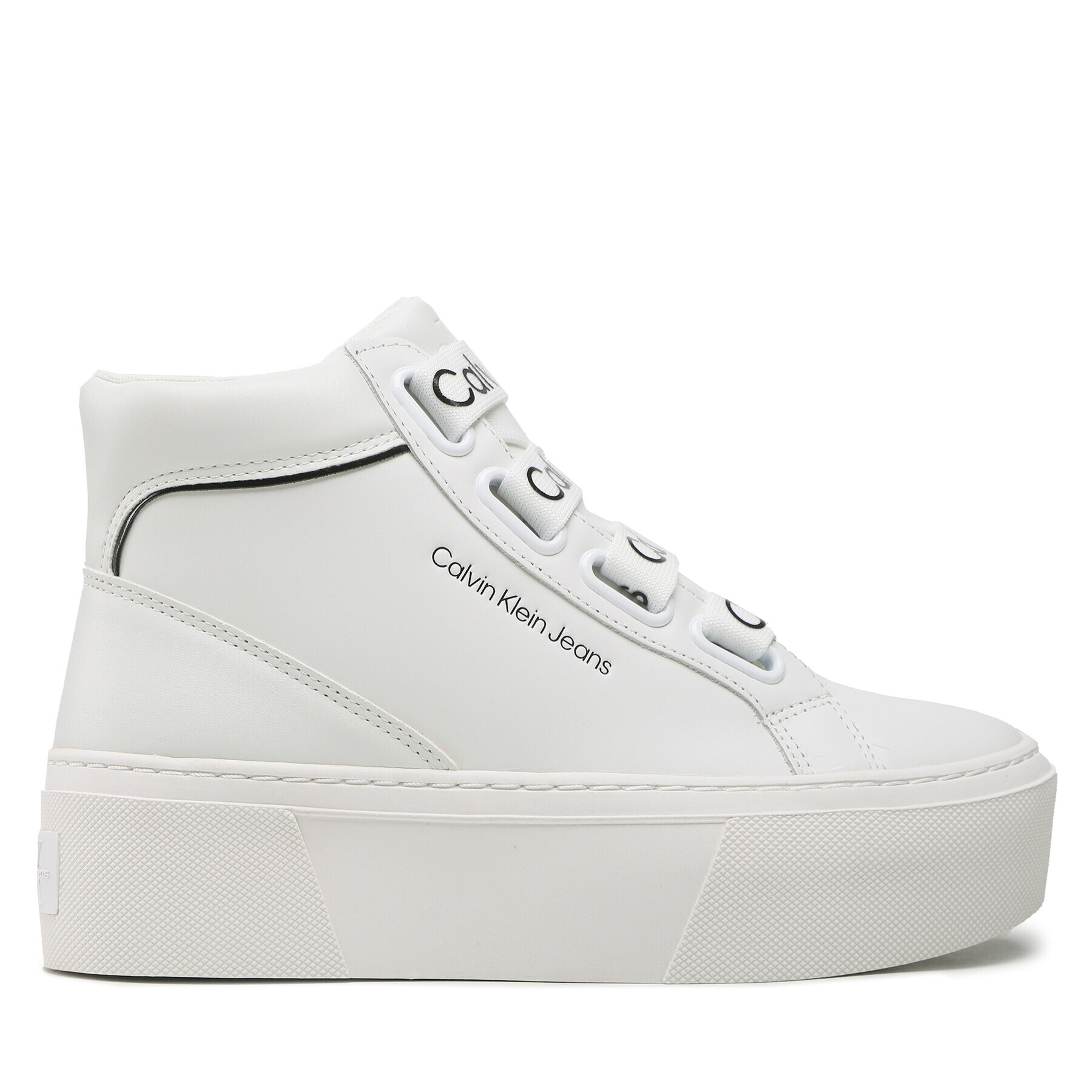 Calvin Klein Jeans Sneakers Flatform Mid Branded Laces YW0YW00869 Alb - Pled.ro