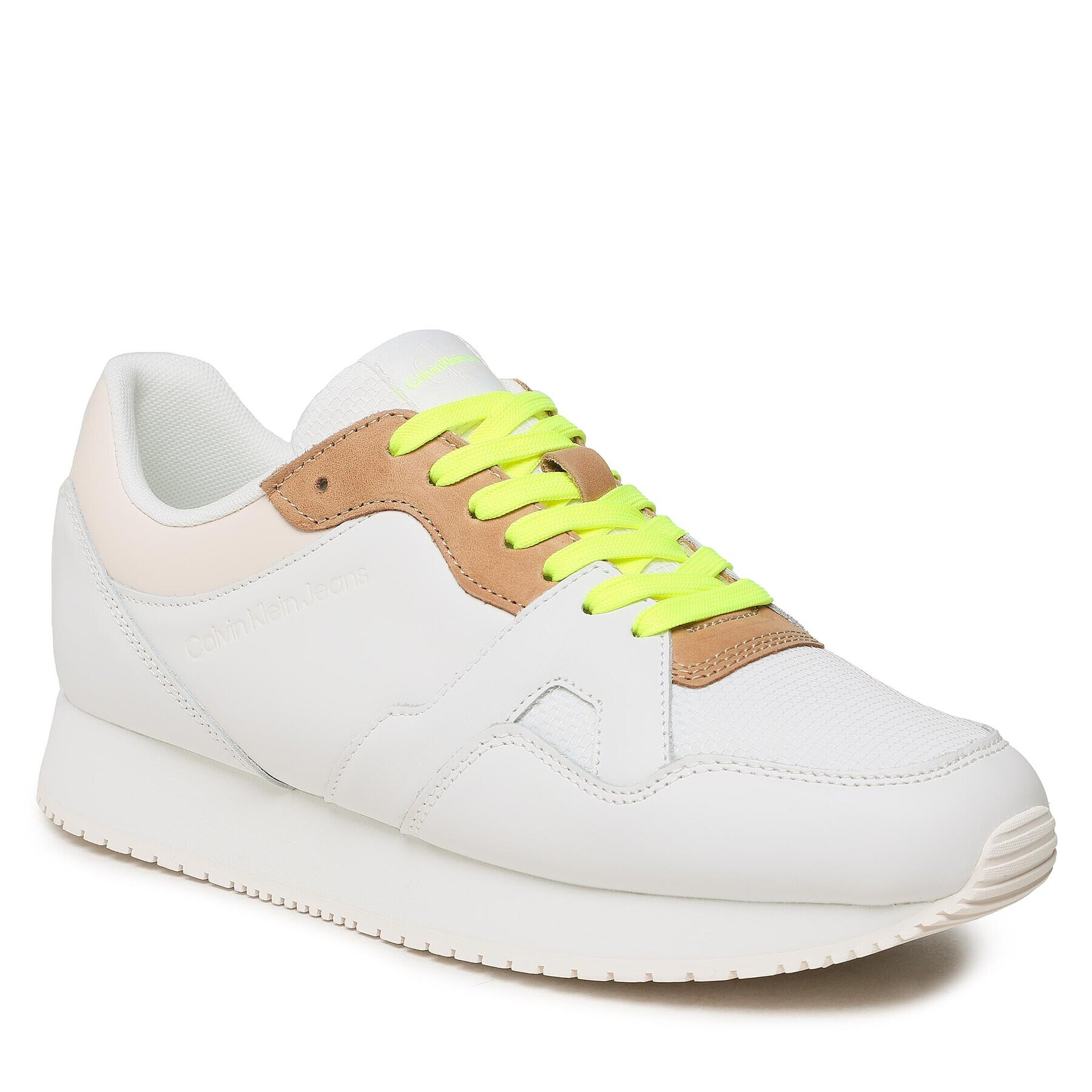 Calvin Klein Jeans Sneakers Retro Runner Fluo Contrast YM0YM00619 Alb - Pled.ro