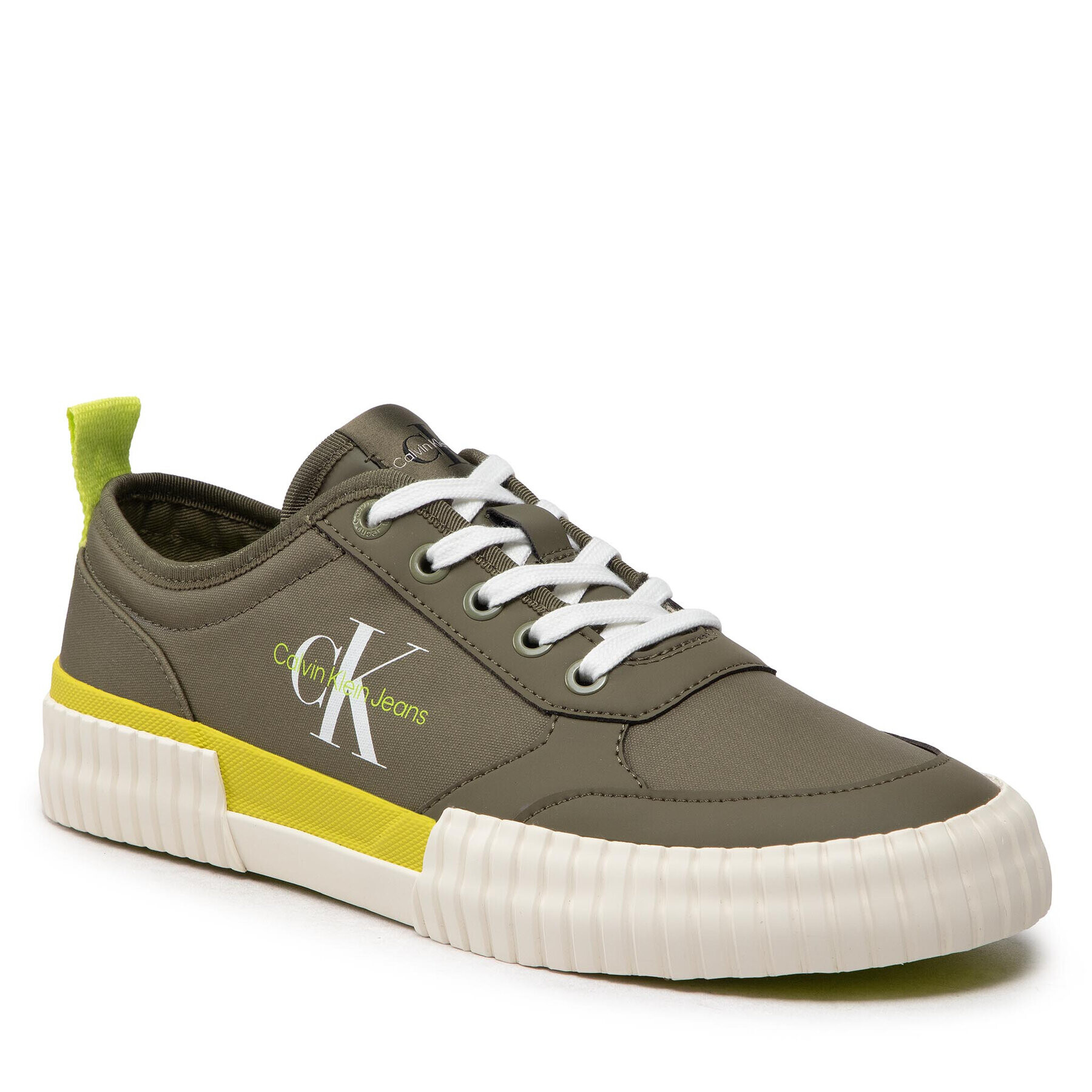 Calvin Klein Jeans Sneakers Skater Vulcanized Laceup Rcotton YM0YM00414 Kaki - Pled.ro