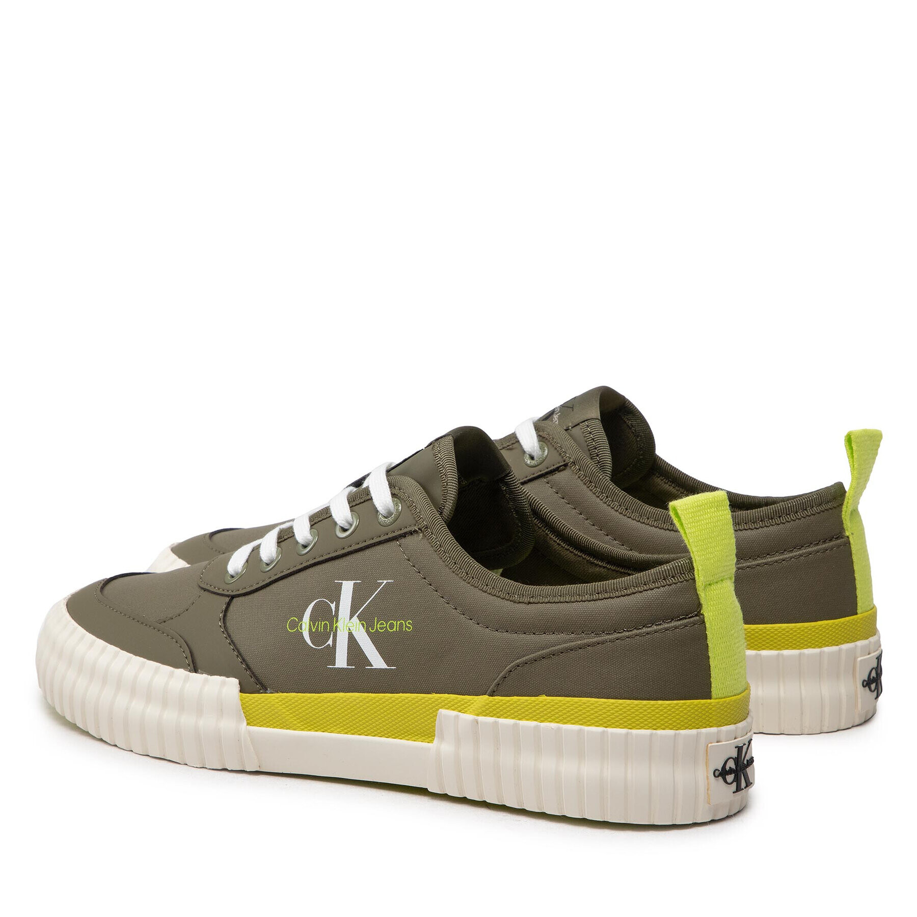 Calvin Klein Jeans Sneakers Skater Vulcanized Laceup Rcotton YM0YM00414 Kaki - Pled.ro