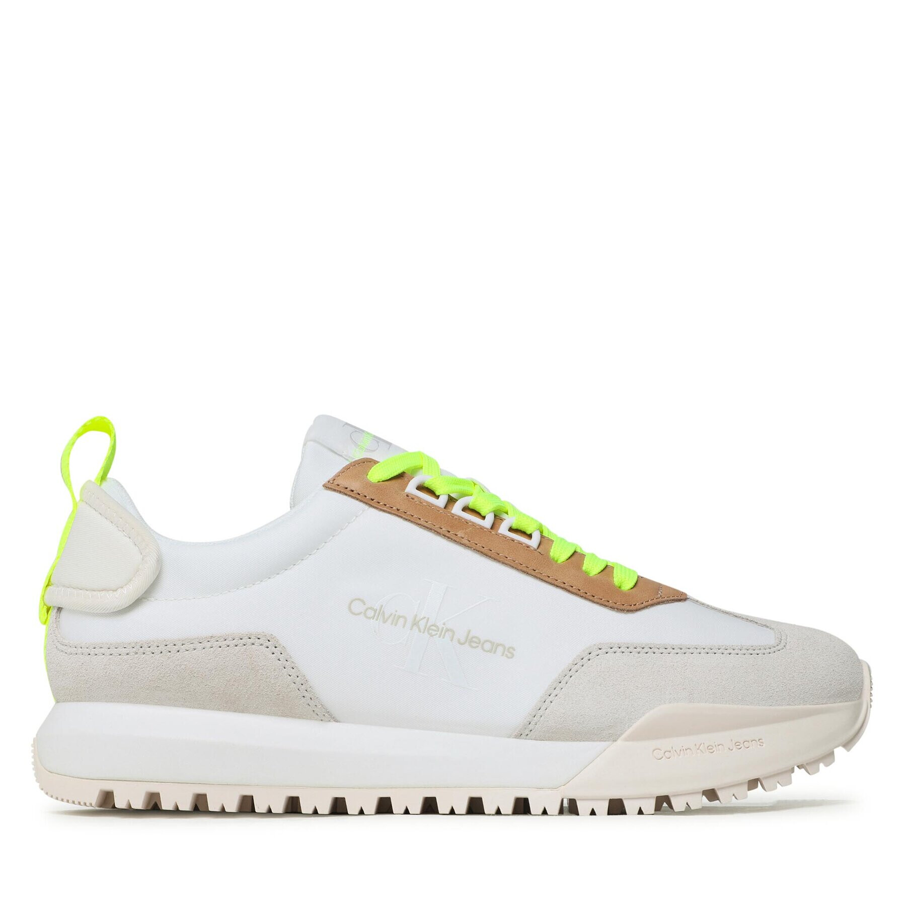 Calvin Klein Jeans Sneakers Toothy Runner Laceup Fluo Contr YM0YM00672 Alb - Pled.ro