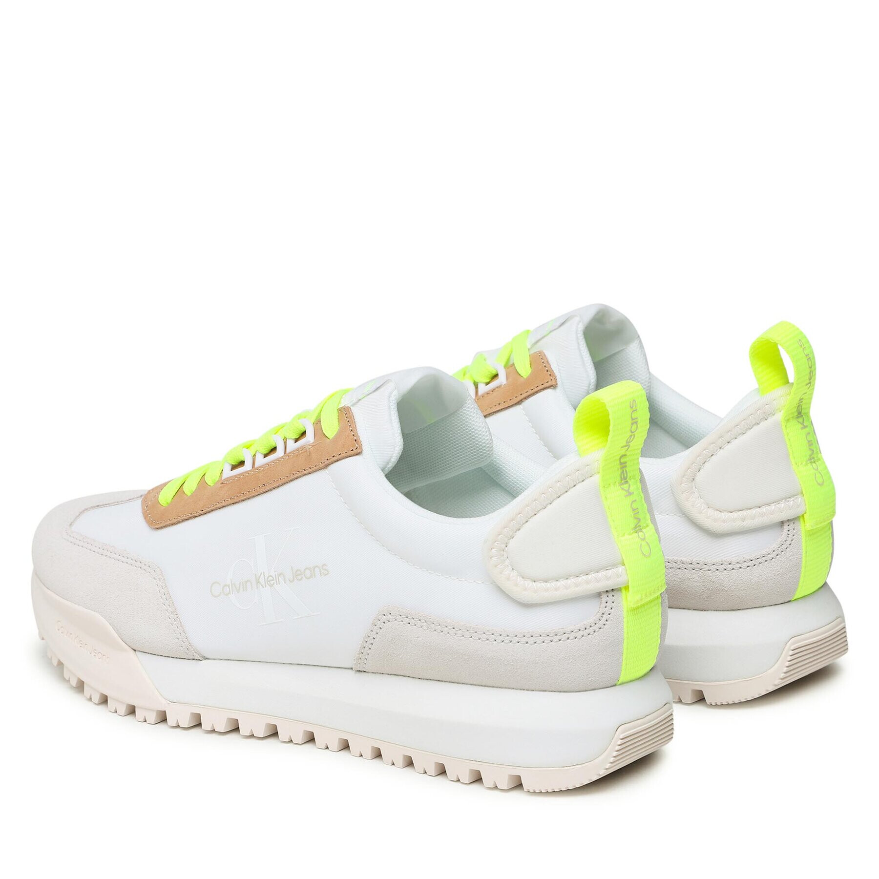 Calvin Klein Jeans Sneakers Toothy Runner Laceup Fluo Contr YM0YM00672 Alb - Pled.ro