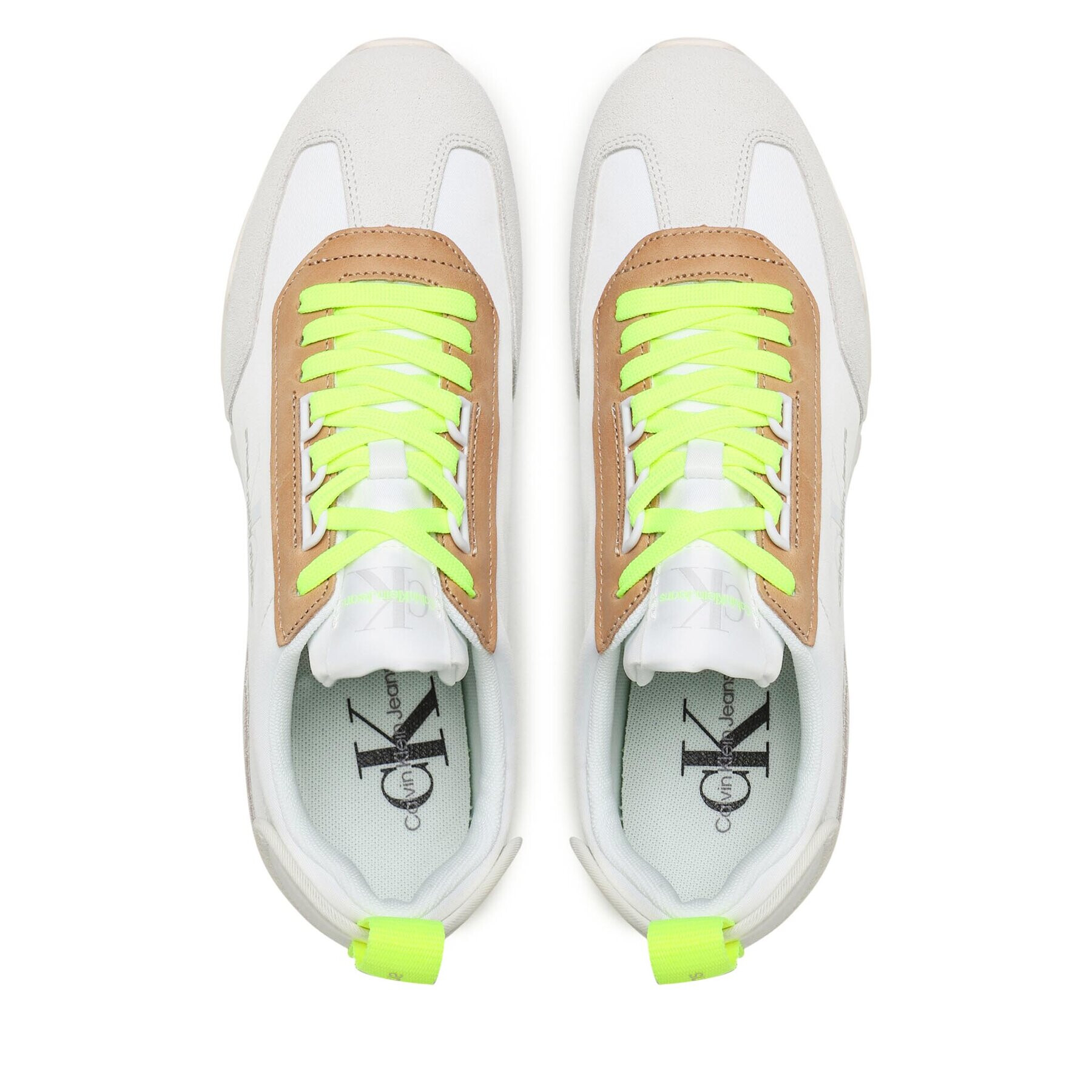 Calvin Klein Jeans Sneakers Toothy Runner Laceup Fluo Contr YM0YM00672 Alb - Pled.ro