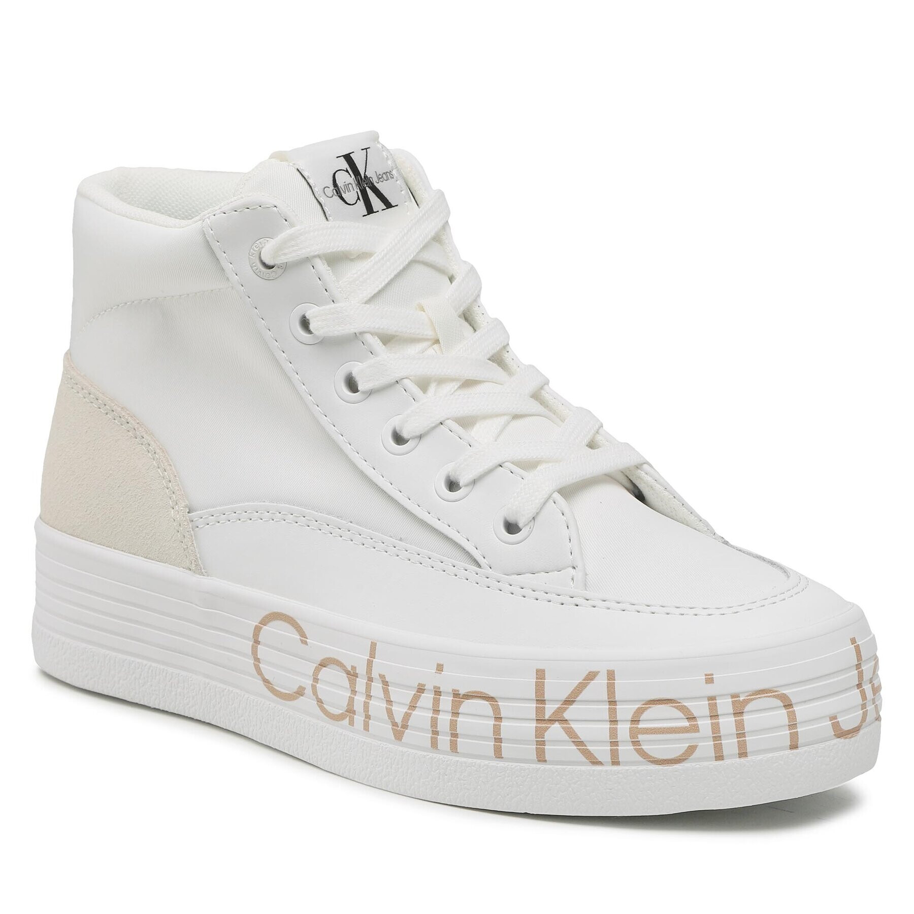 Calvin Klein Jeans Sneakers Vulc Flatf Mid Wrap Around Logo YW0YW00865 Alb - Pled.ro