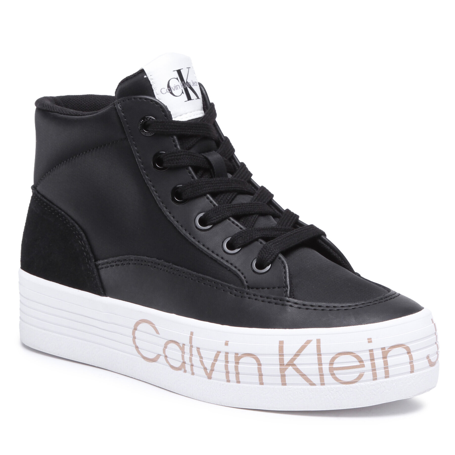 Calvin Klein Jeans Sneakers Vulc Flatf Mid Wrap Around Logo YW0YW00865 Negru - Pled.ro