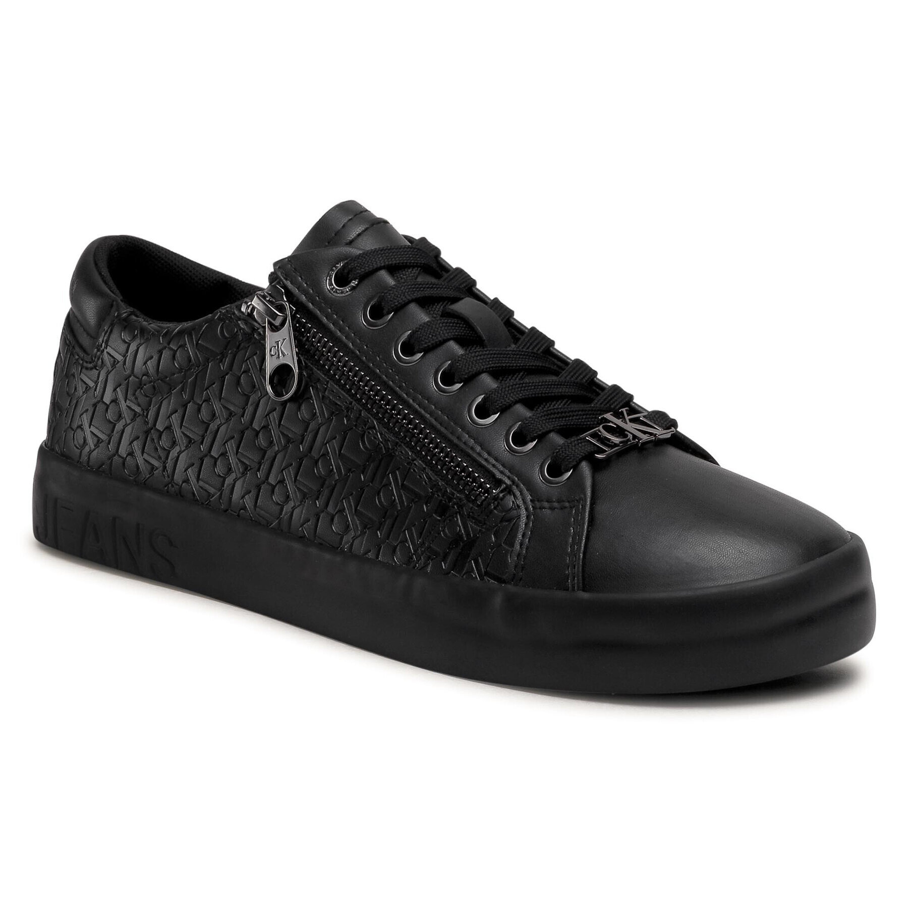 Calvin Klein Jeans Sneakers Vulcanized Laceup Zip Pu-Ny YM0YM00078 Negru - Pled.ro