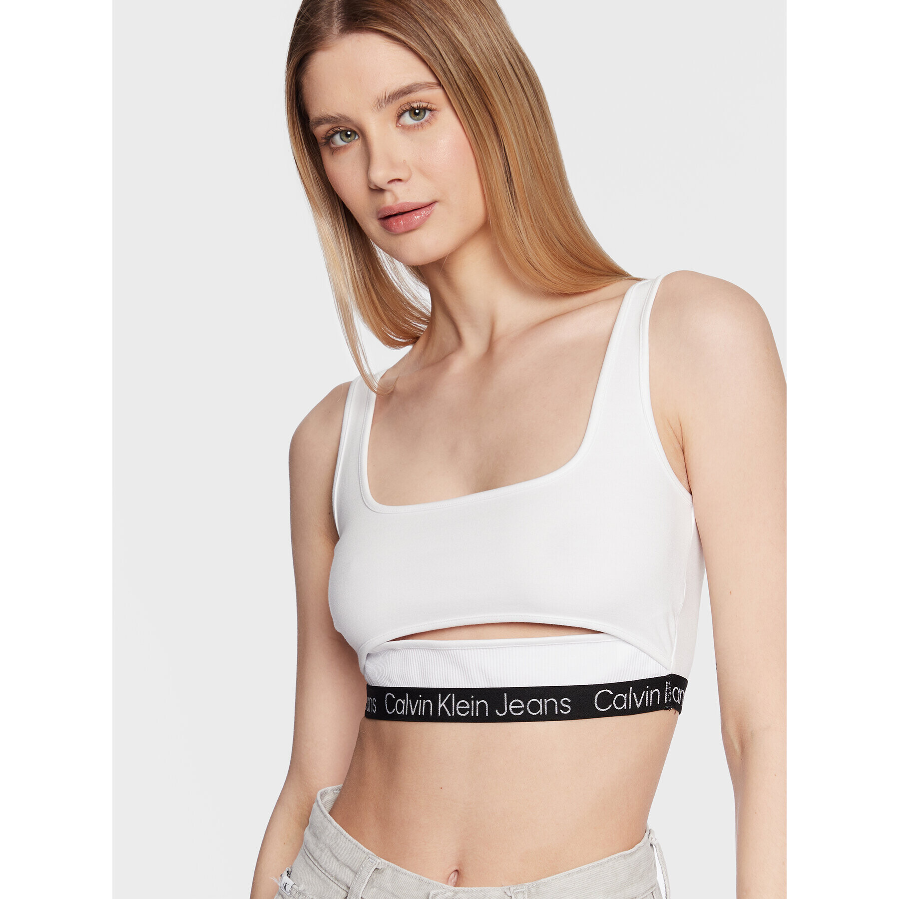 Calvin Klein Jeans Sutien top J20J220772 Alb - Pled.ro