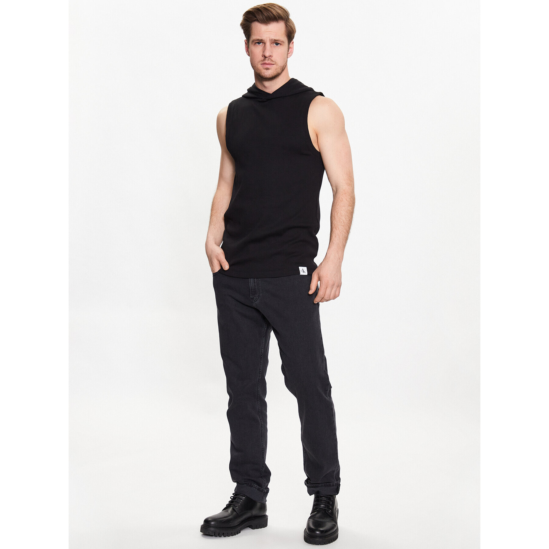 Calvin Klein Jeans Tank top J30J322844 Negru Slim Fit - Pled.ro