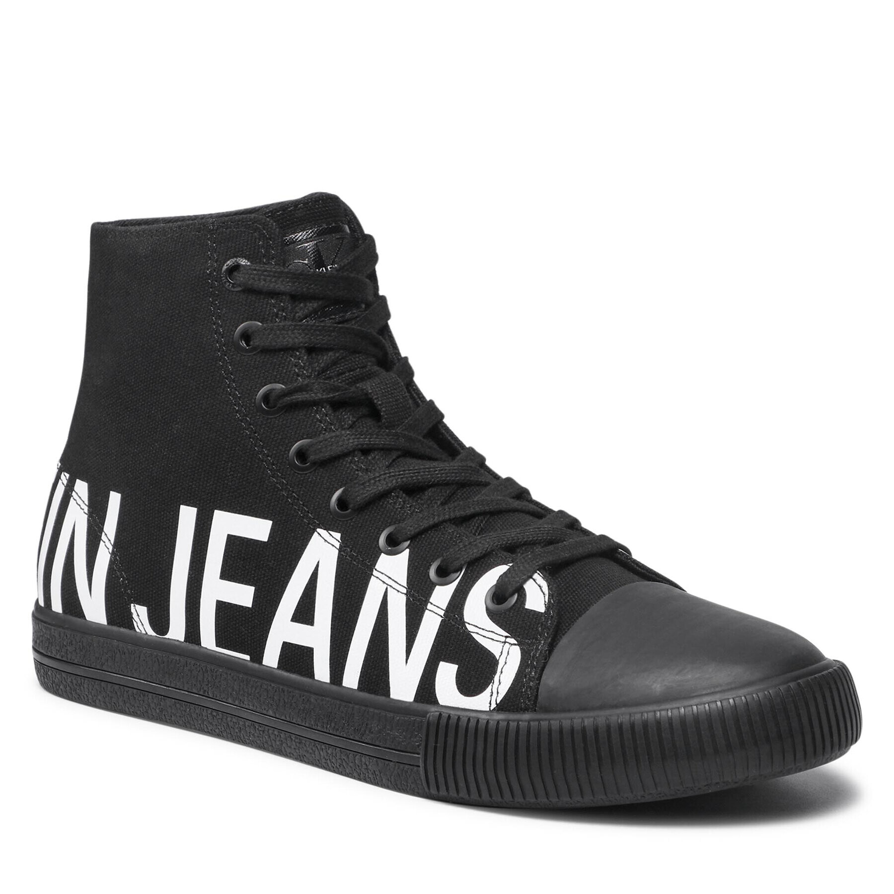 Calvin Klein Jeans Teniși Vulcanized Mid Sneaker Logo YM0YM00276 Negru - Pled.ro