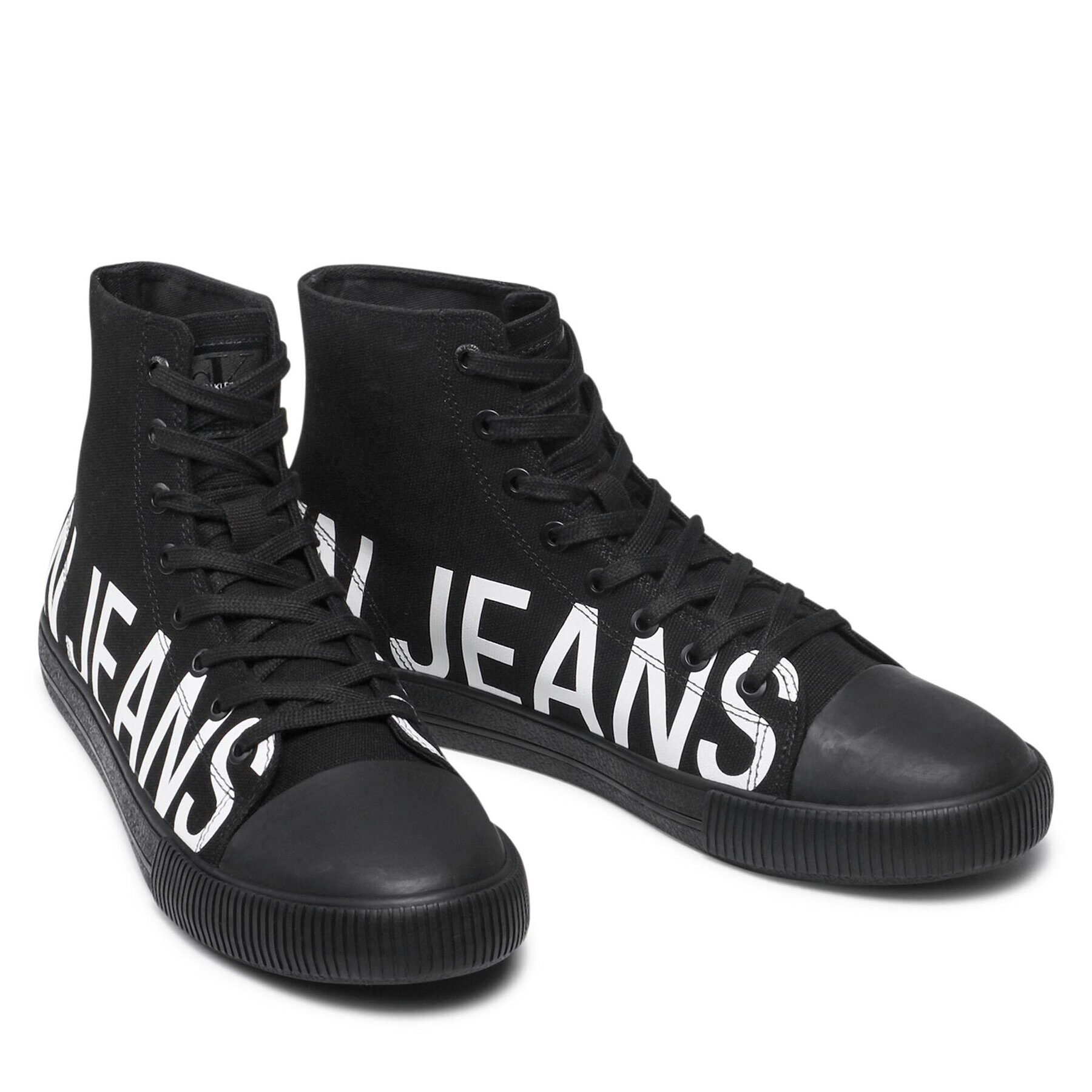 Calvin Klein Jeans Teniși Vulcanized Mid Sneaker Logo YM0YM00276 Negru - Pled.ro