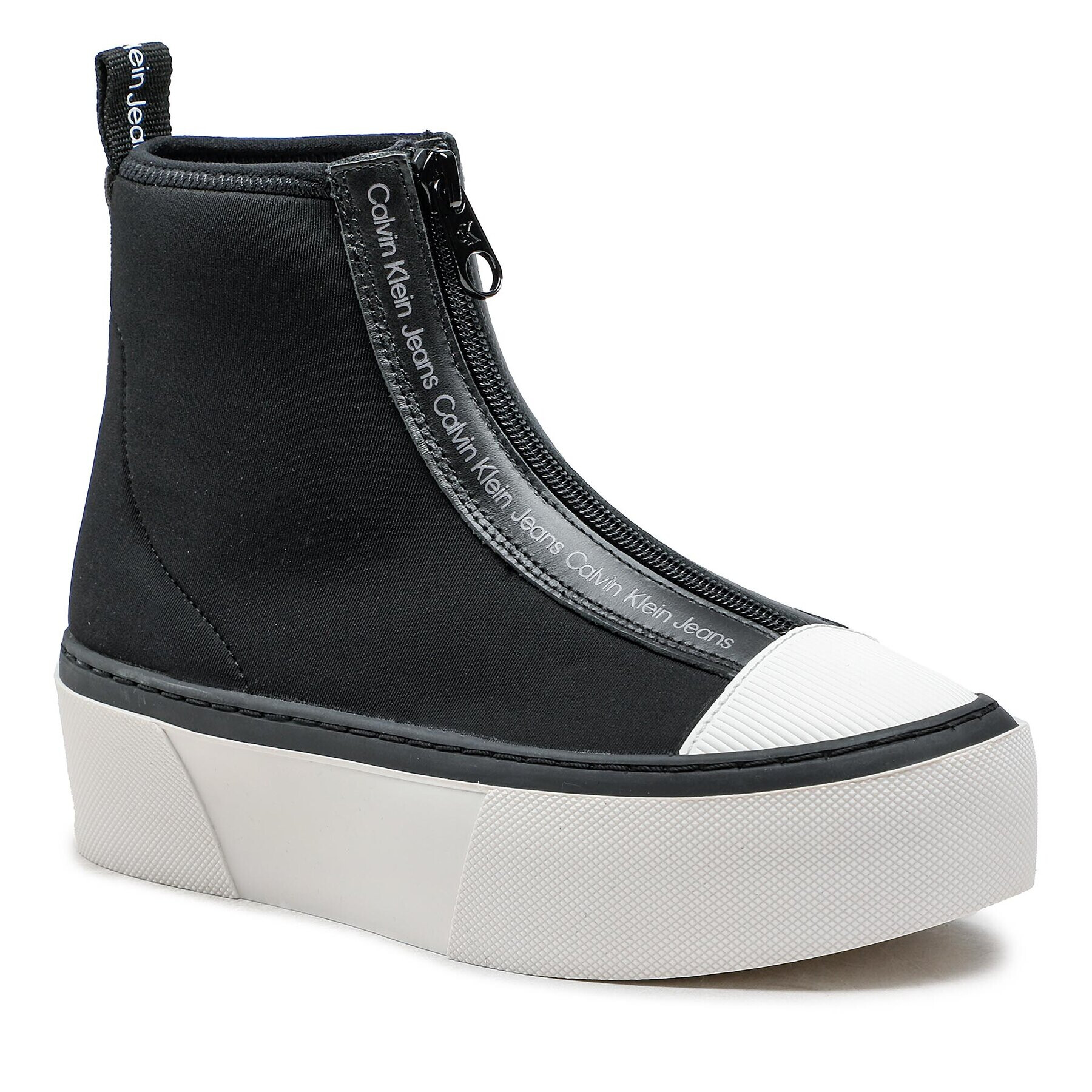 Calvin Klein Jeans Teniși Cupsole Flatform Mid Zip YW0YW00767 Negru - Pled.ro