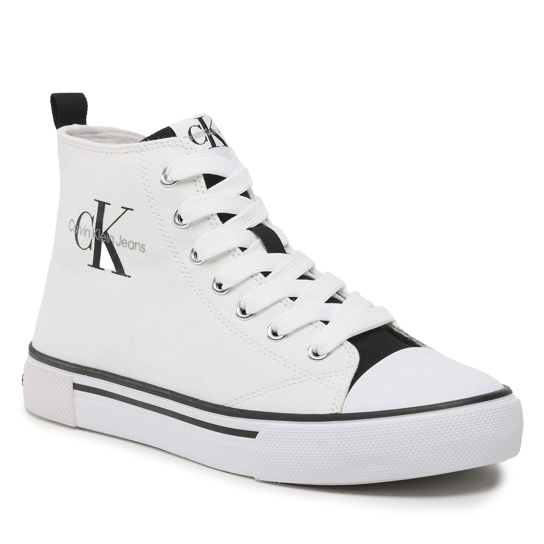 Calvin Klein Jeans Teniși High Top Lace-Up Sneaker V3X9-80569-0890 S Alb - Pled.ro