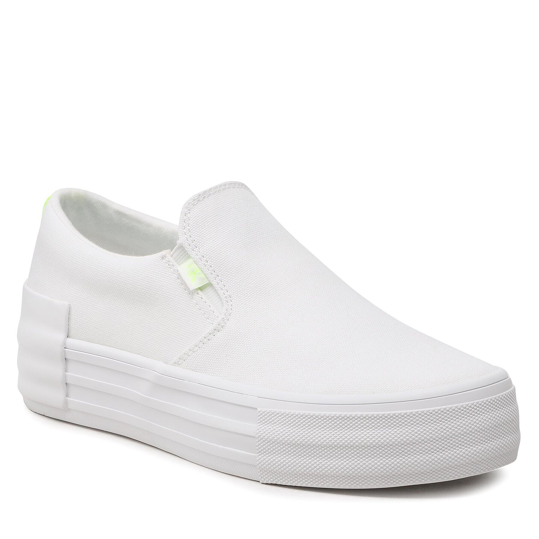 Calvin Klein Jeans Teniși Vulc Flatf Bold Slipon Fluo Cont YW0YW00905 Alb - Pled.ro