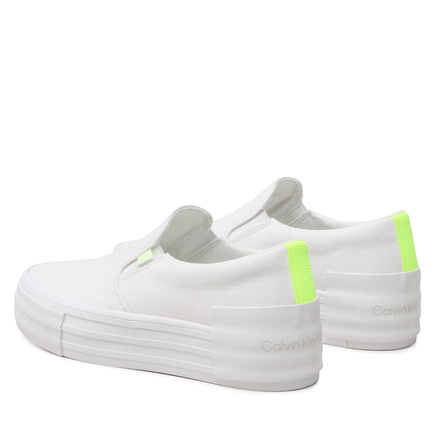 Calvin Klein Jeans Teniși Vulc Flatf Bold Slipon Fluo Cont YW0YW00905 Alb - Pled.ro