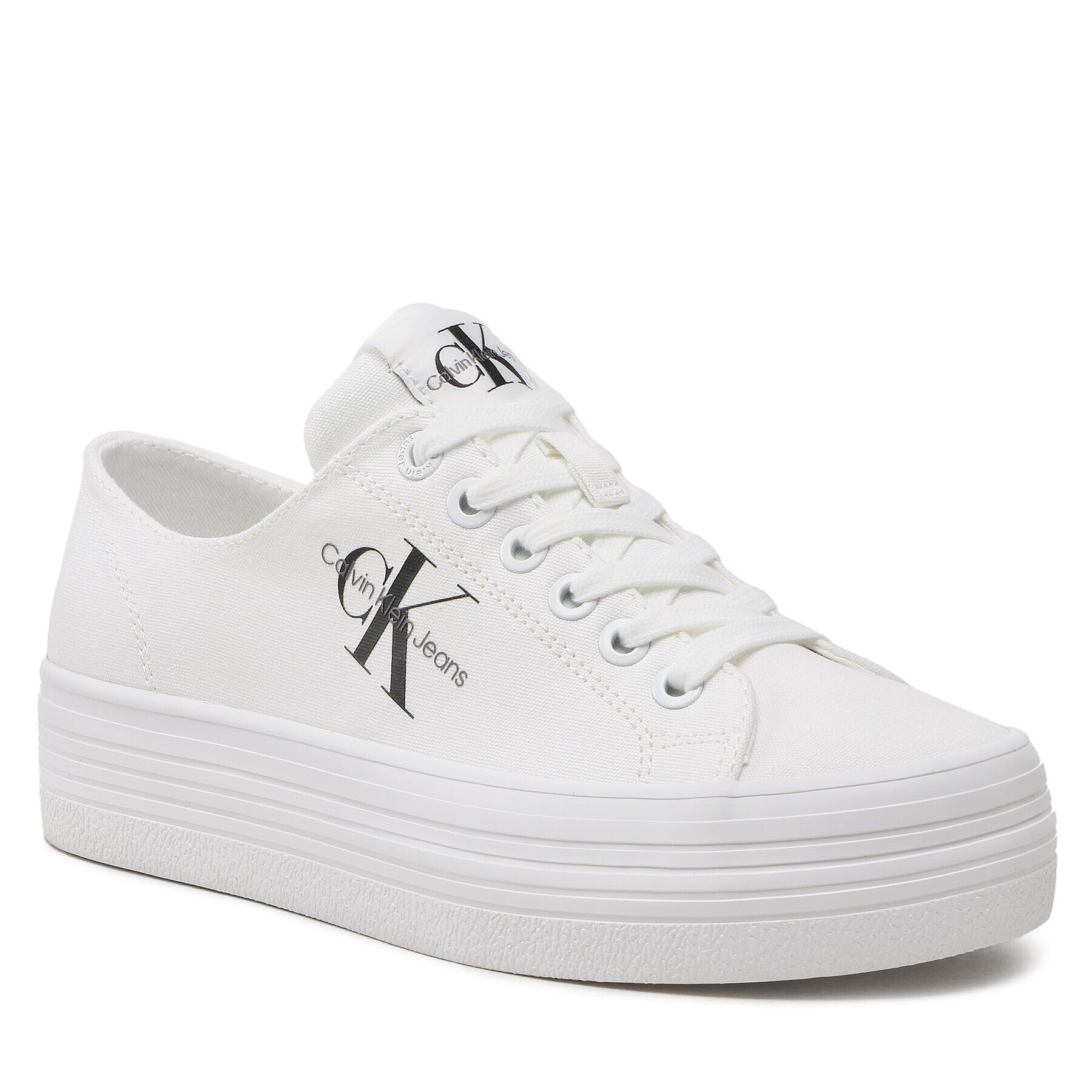 Calvin Klein Jeans Teniși Vulc Flatform Essential Mono YW0YW01030 Alb - Pled.ro