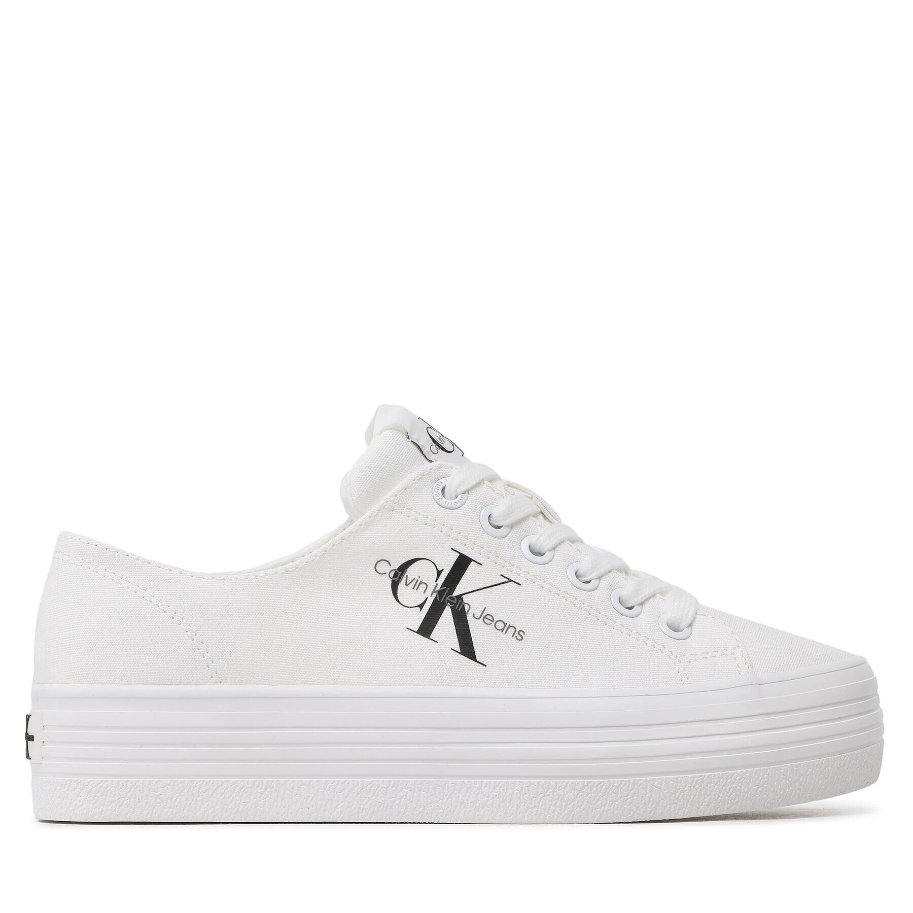 Calvin Klein Jeans Teniși Vulc Flatform Essential Mono YW0YW01030 Alb - Pled.ro