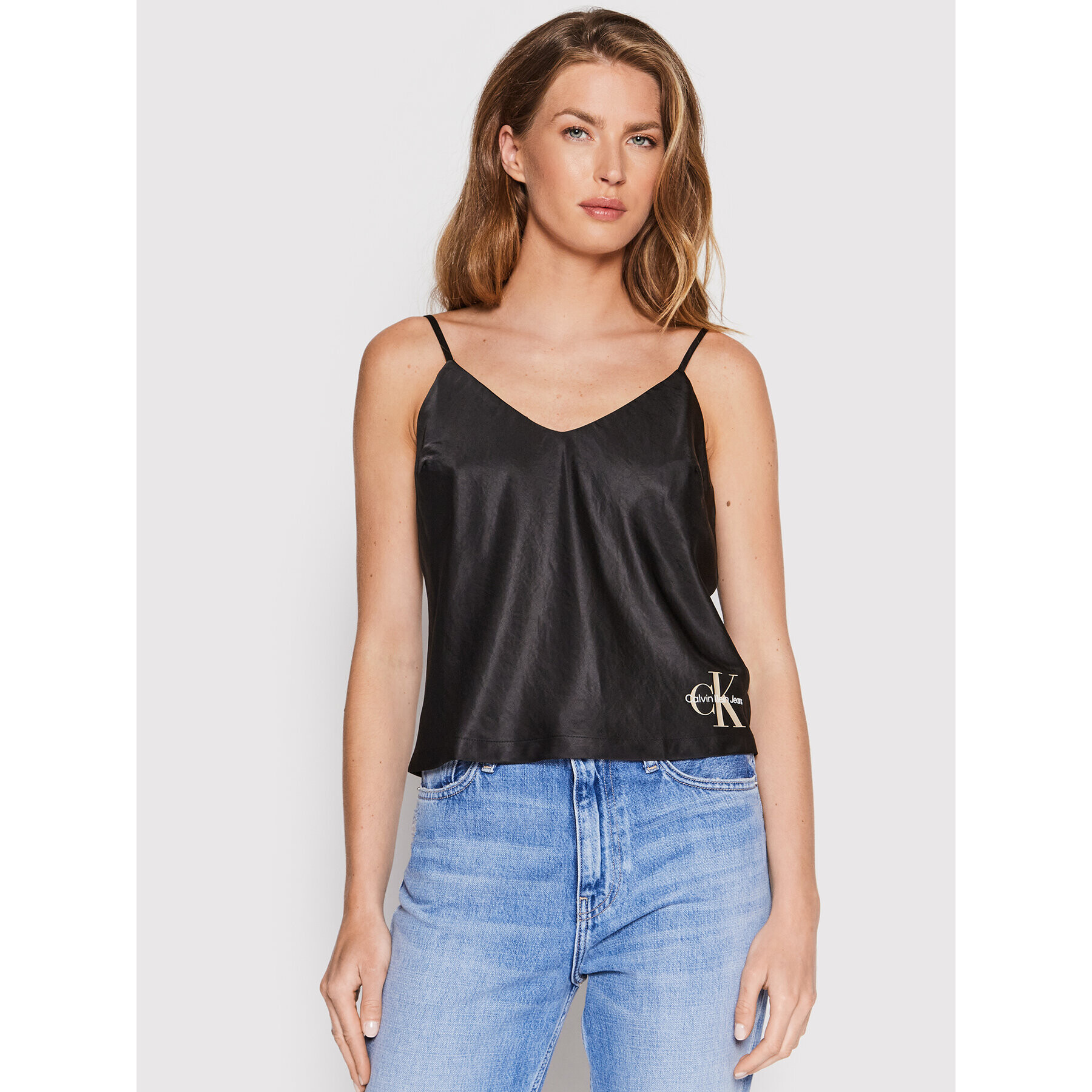 Calvin Klein Jeans Top J20J218184 Negru Regular Fit - Pled.ro