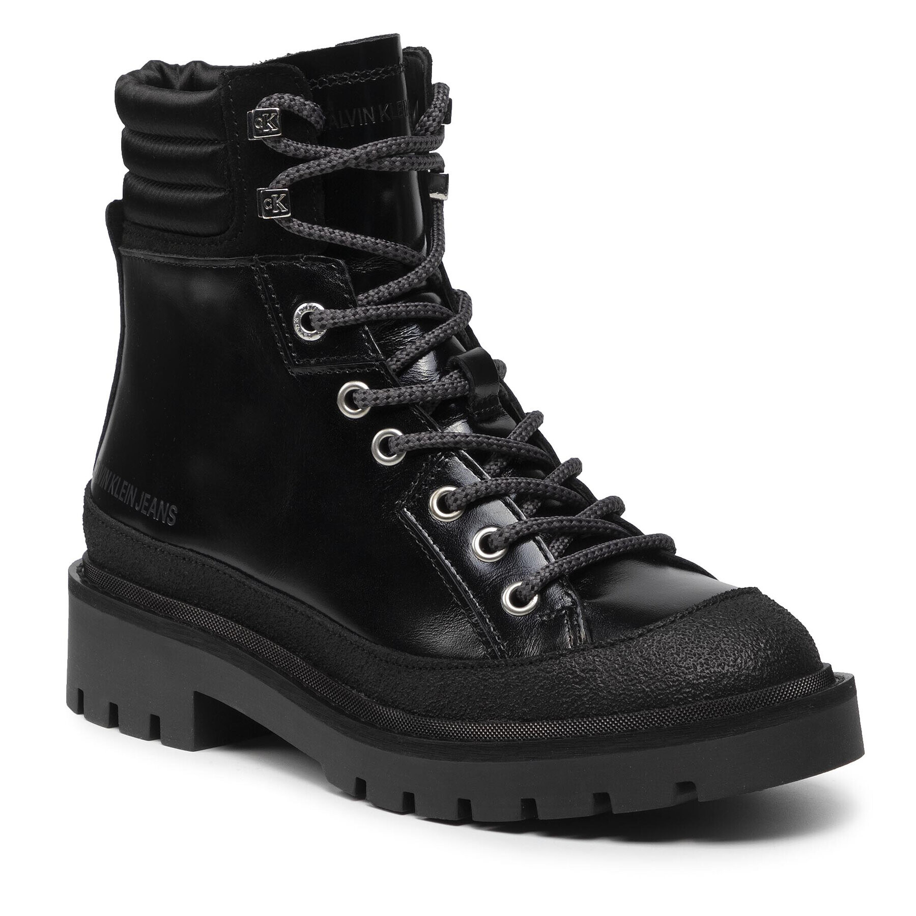 Calvin Klein Jeans Trappers Combat Mid Laceup Hiking Boot YW0YW00337 Negru - Pled.ro