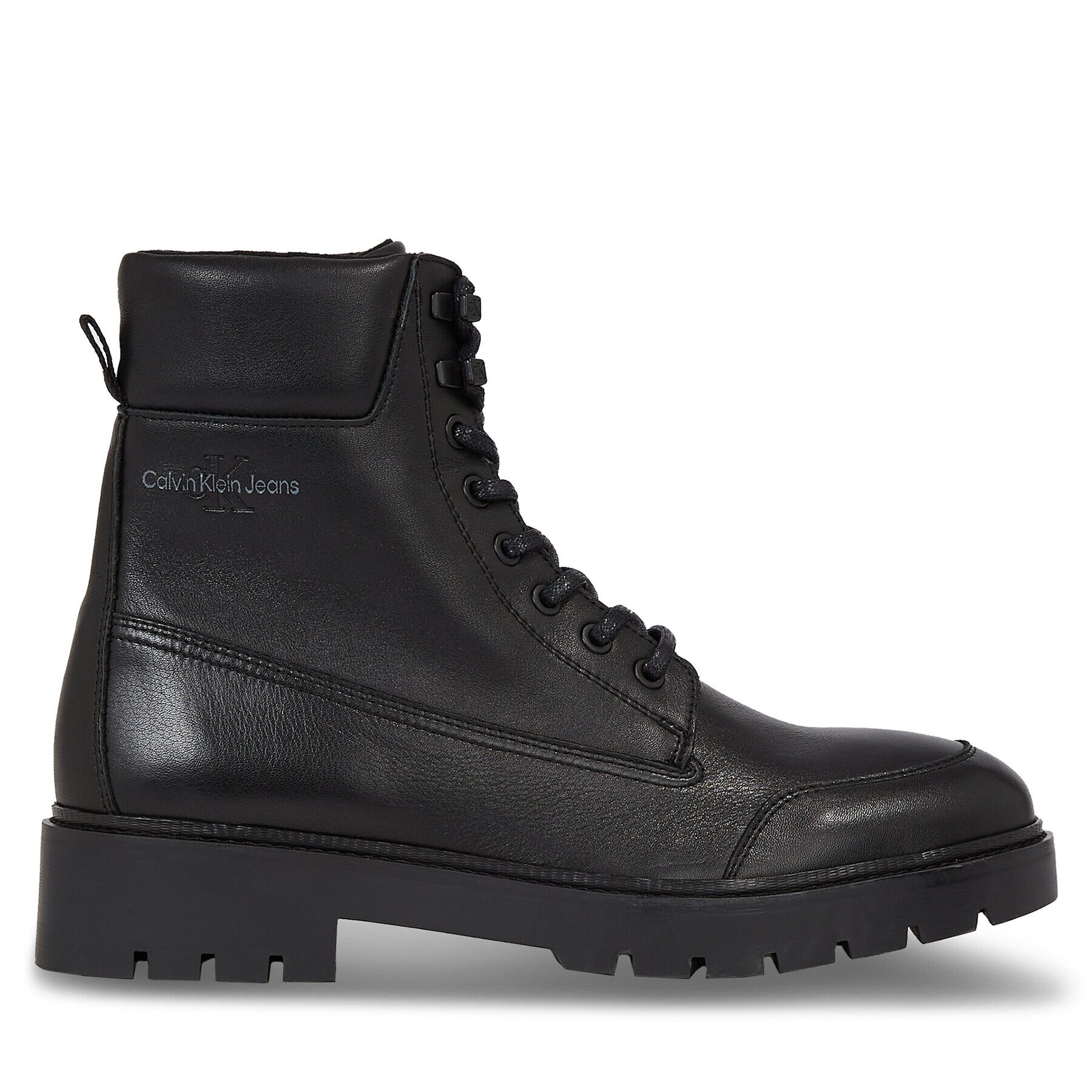 Calvin Klein Jeans Trappers Combat Mid Laceup Wl Lth YM0YM00847 Negru - Pled.ro