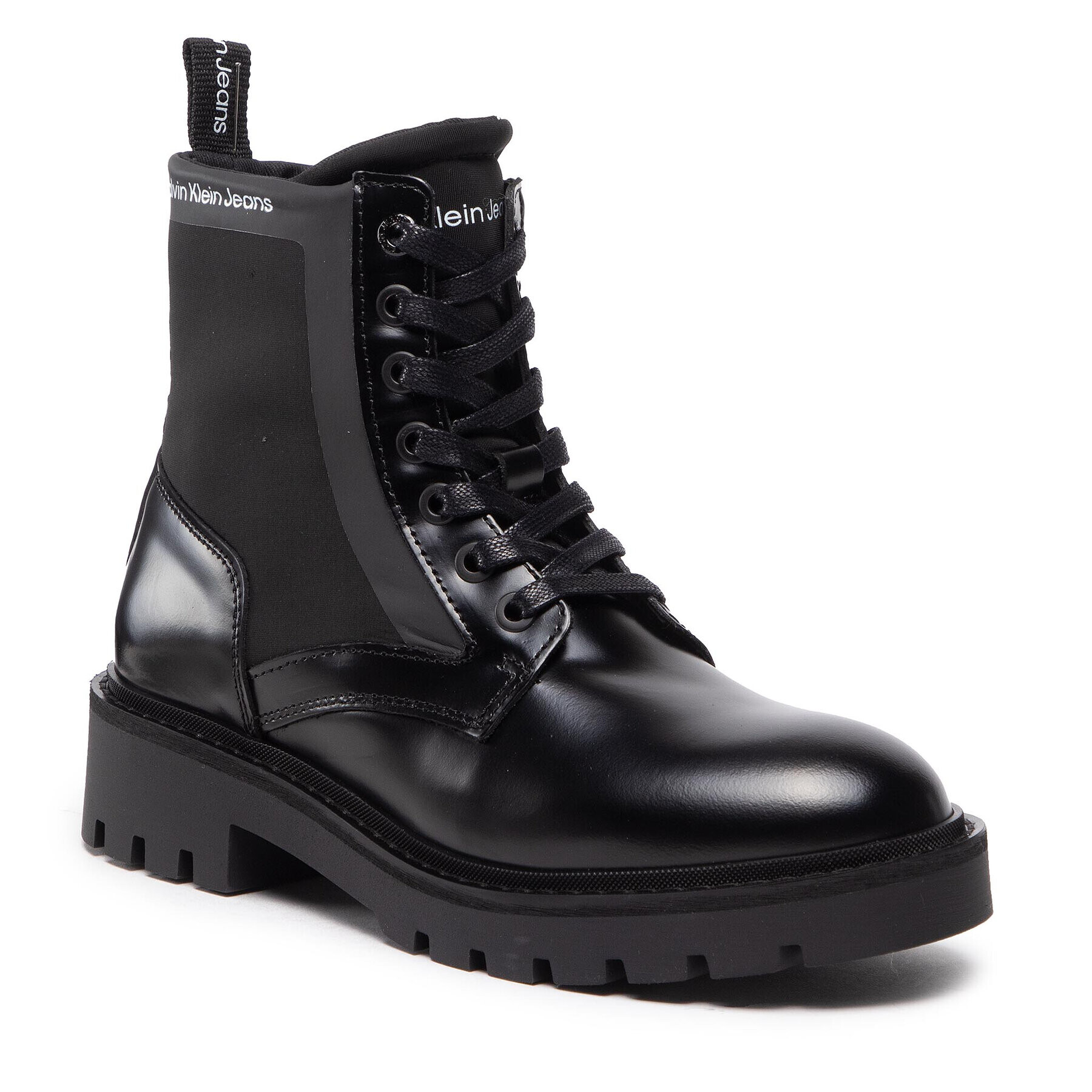 Calvin Klein Jeans Trappers Military Boot Mix Material YW0YW00673 Negru - Pled.ro