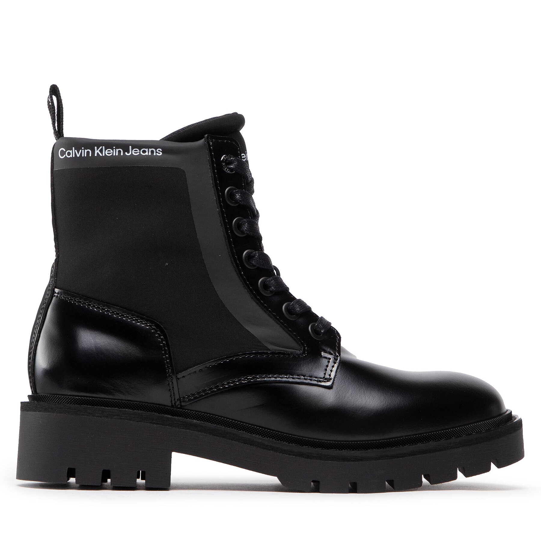 Calvin Klein Jeans Trappers Military Boot Mix Material YW0YW00673 Negru - Pled.ro