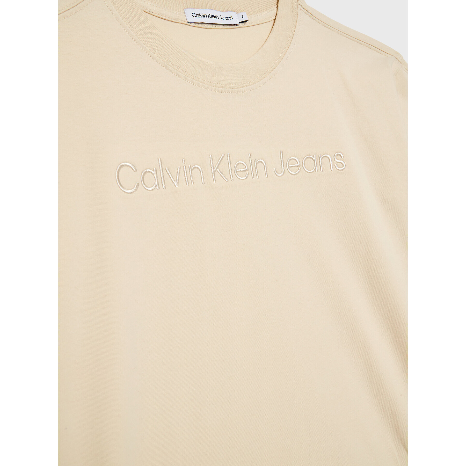 Calvin Klein Jeans Tricou Embroidery Logo IB0IB01563 Bej Regular Fit - Pled.ro