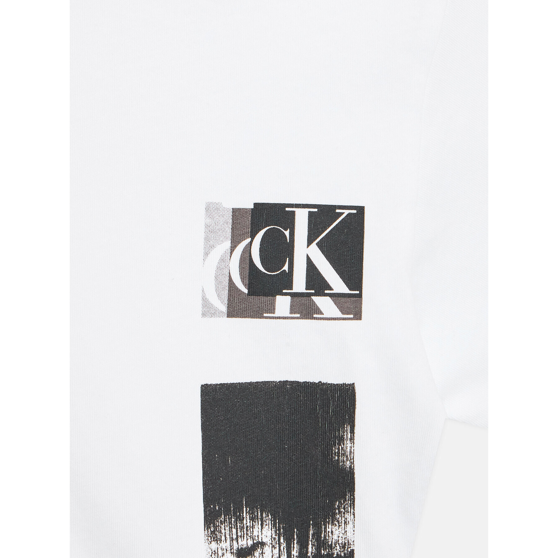 Calvin Klein Jeans Tricou Glitched Monogram IB0IB01767 Alb Regular Fit - Pled.ro