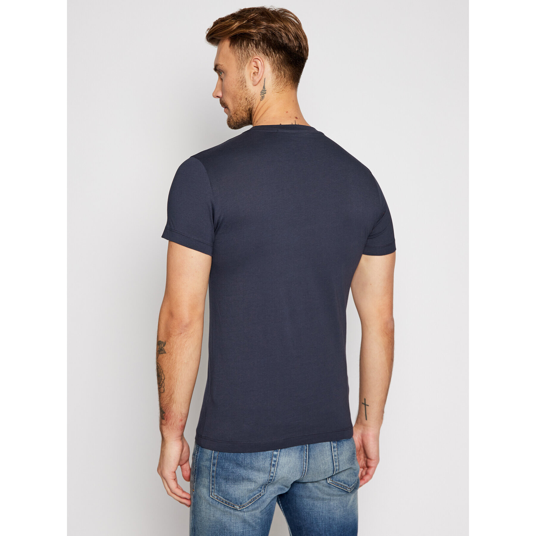 Calvin Klein Jeans Tricou Iconic Monogram J30J314314 Bleumarin Slim Fit - Pled.ro