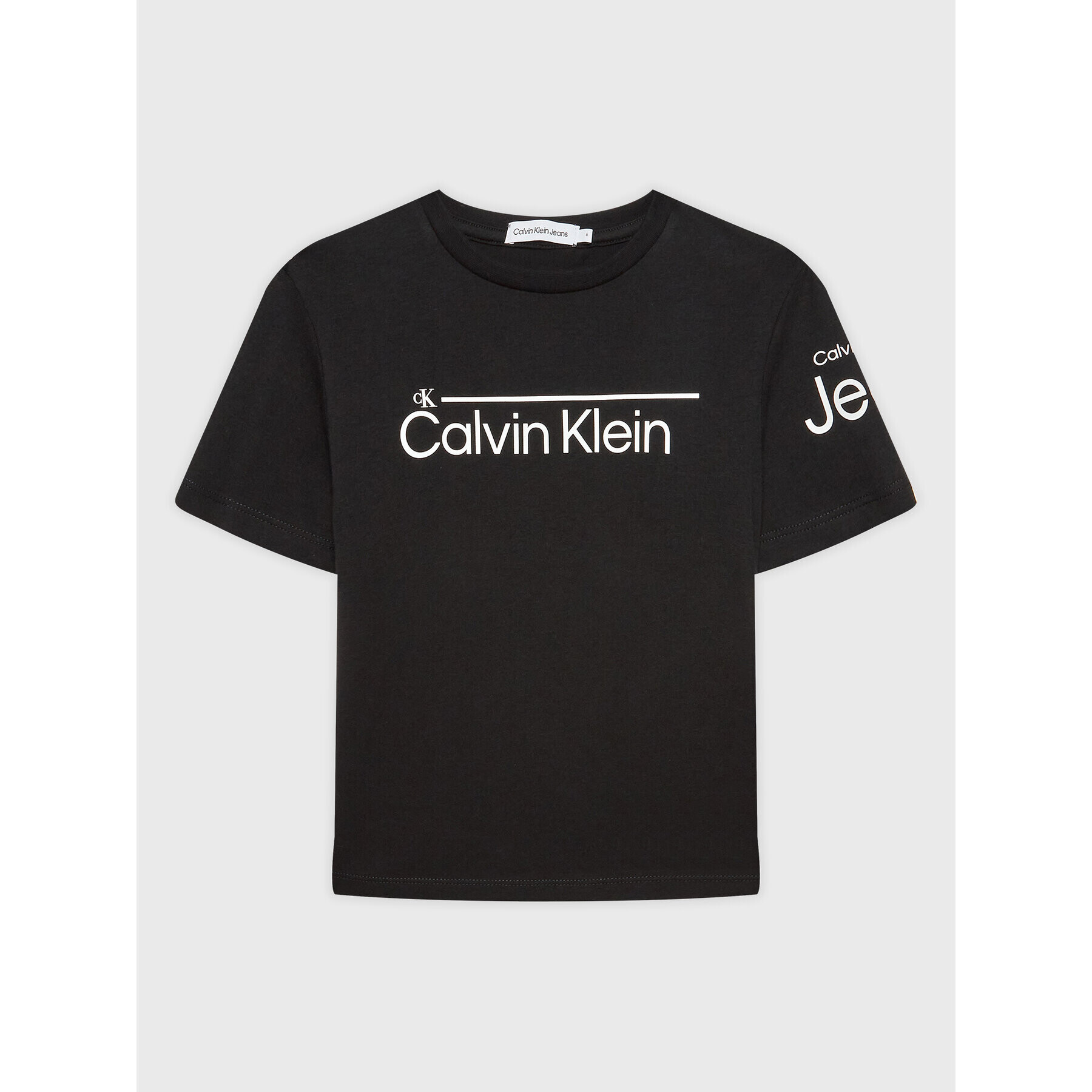 Calvin Klein Jeans Tricou Institutional Lined Logo IB0IB01321 Negru Regular Fit - Pled.ro