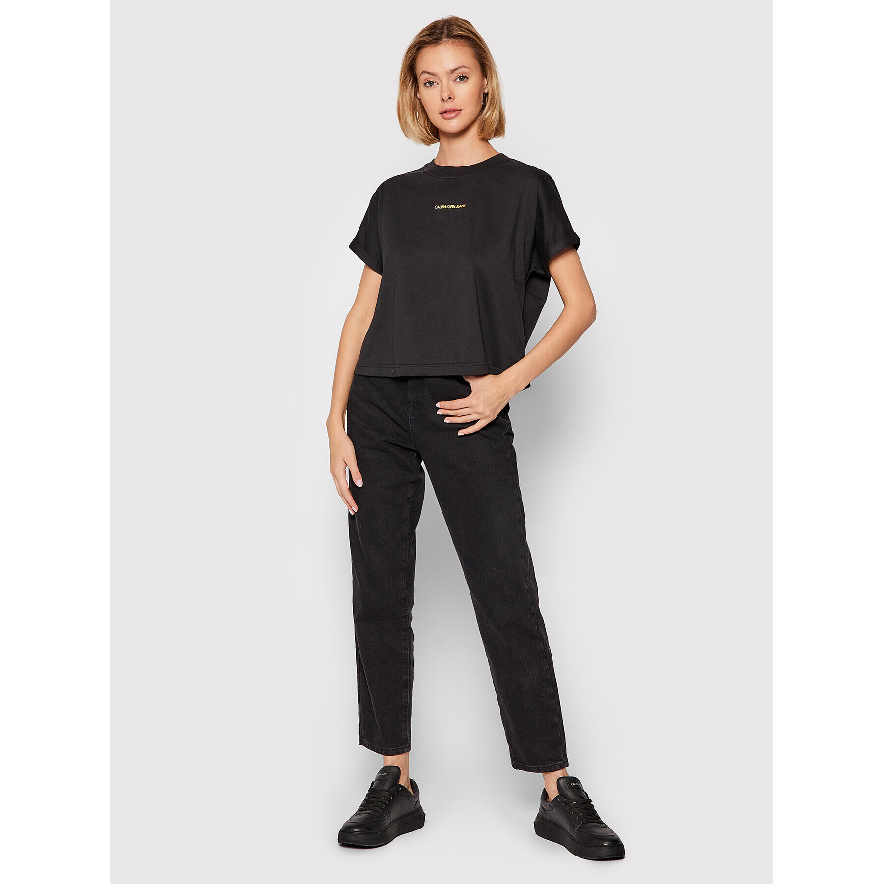 Calvin Klein Jeans Tricou J20J216247 Negru Oversize - Pled.ro