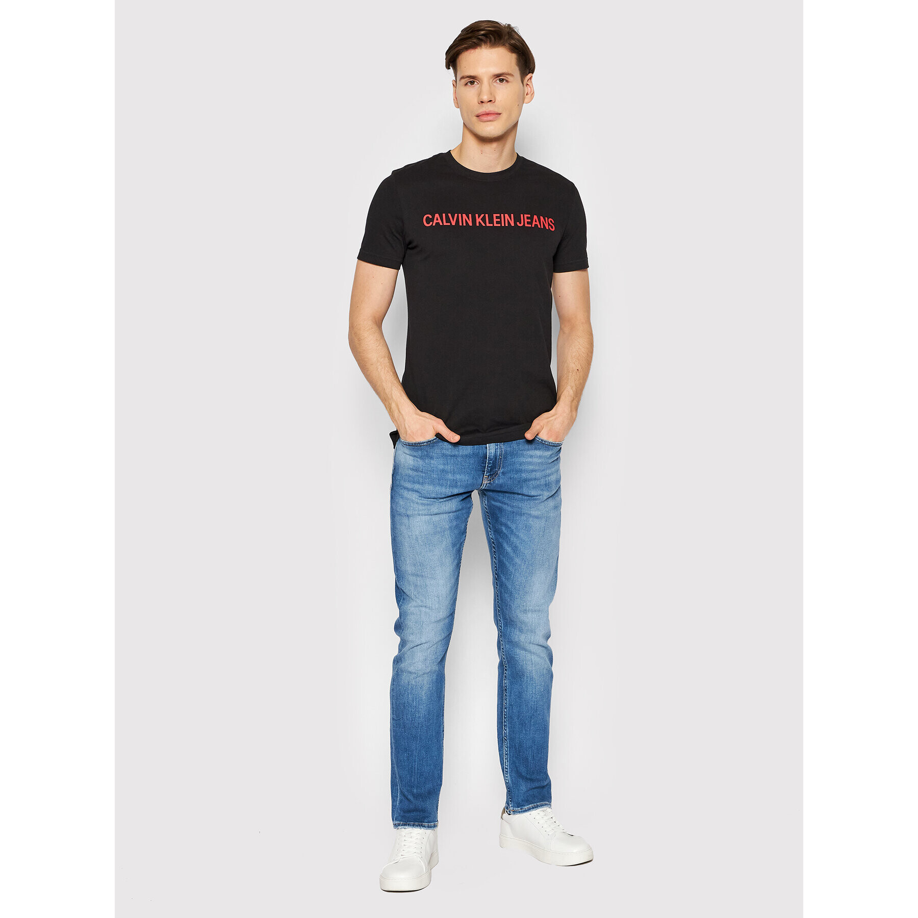 Calvin Klein Jeans Tricou J30J307856 Negru Regular Fit - Pled.ro