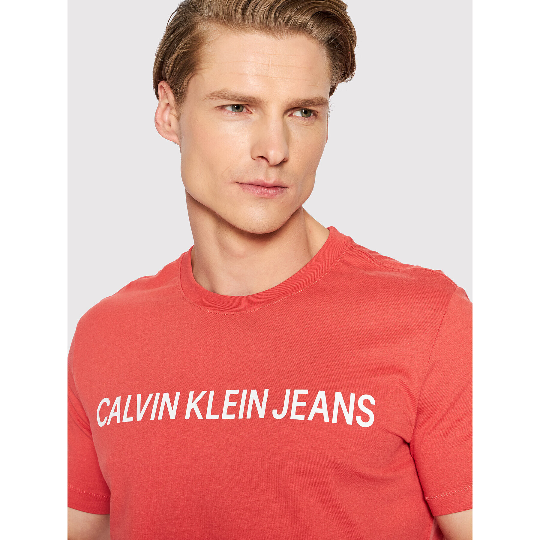 Calvin Klein Jeans Tricou J30J307856 Roșu Regular Fit - Pled.ro