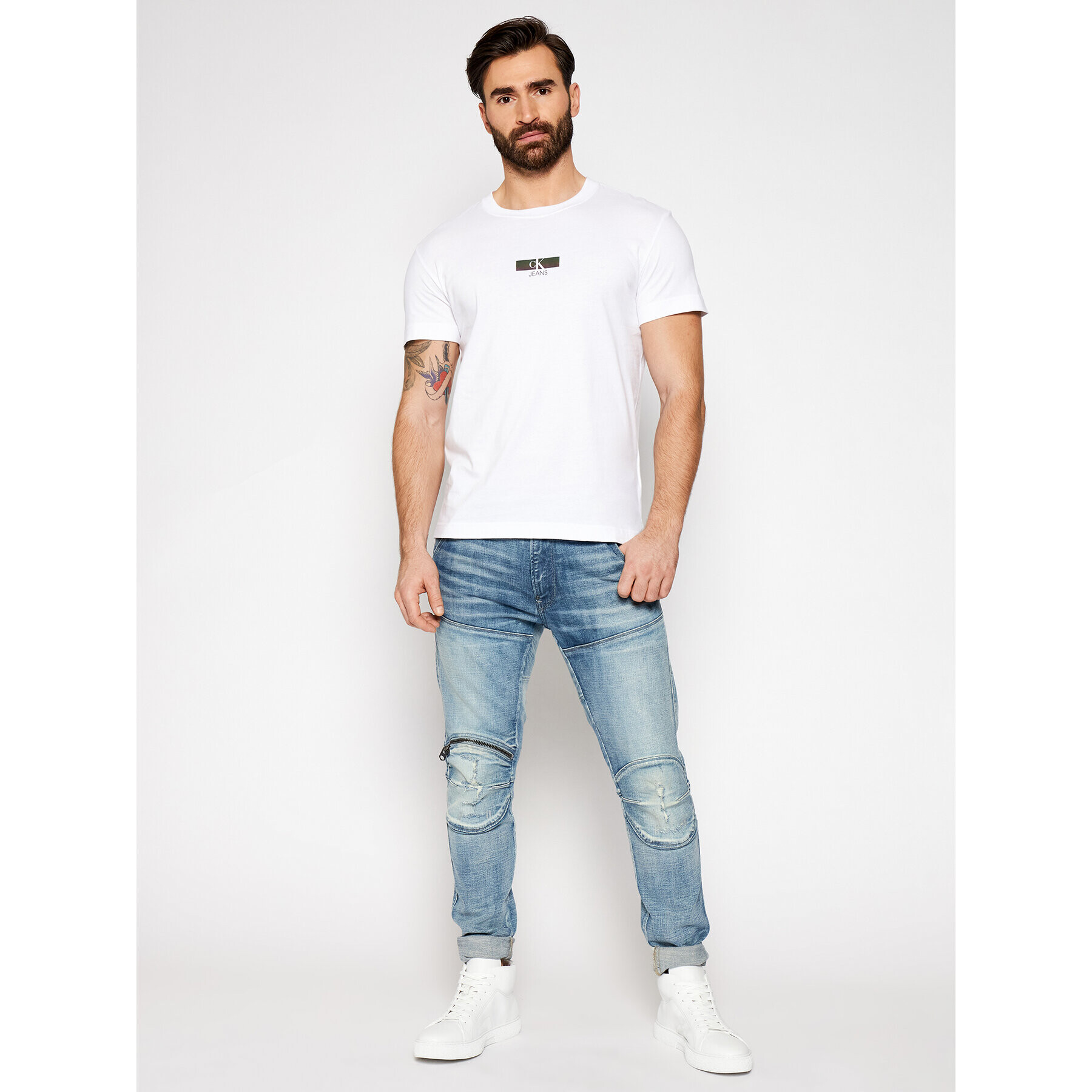 Calvin Klein Jeans Tricou J30J317492 Alb Regular Fit - Pled.ro