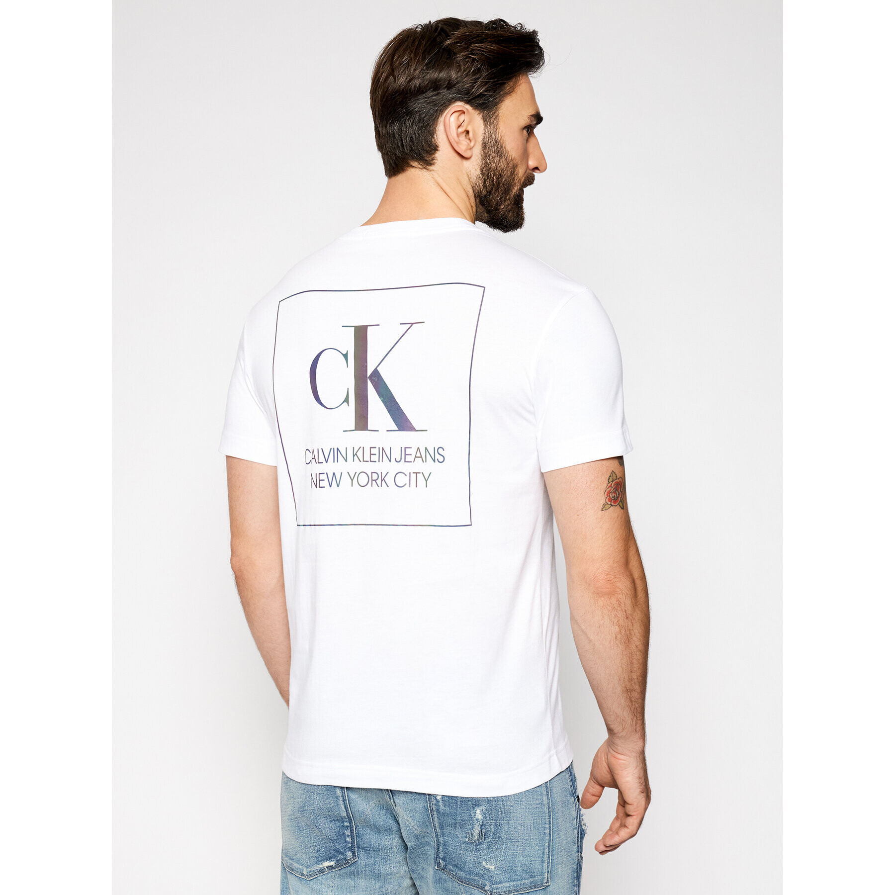 Calvin Klein Jeans Tricou J30J317492 Alb Regular Fit - Pled.ro