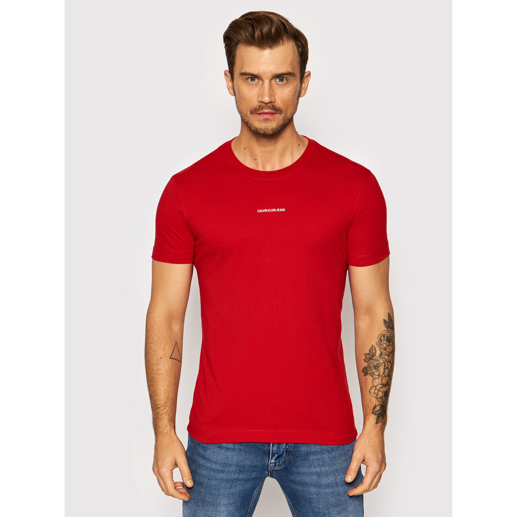 Calvin Klein Jeans Tricou J30J318067 Roșu Slim Fit - Pled.ro