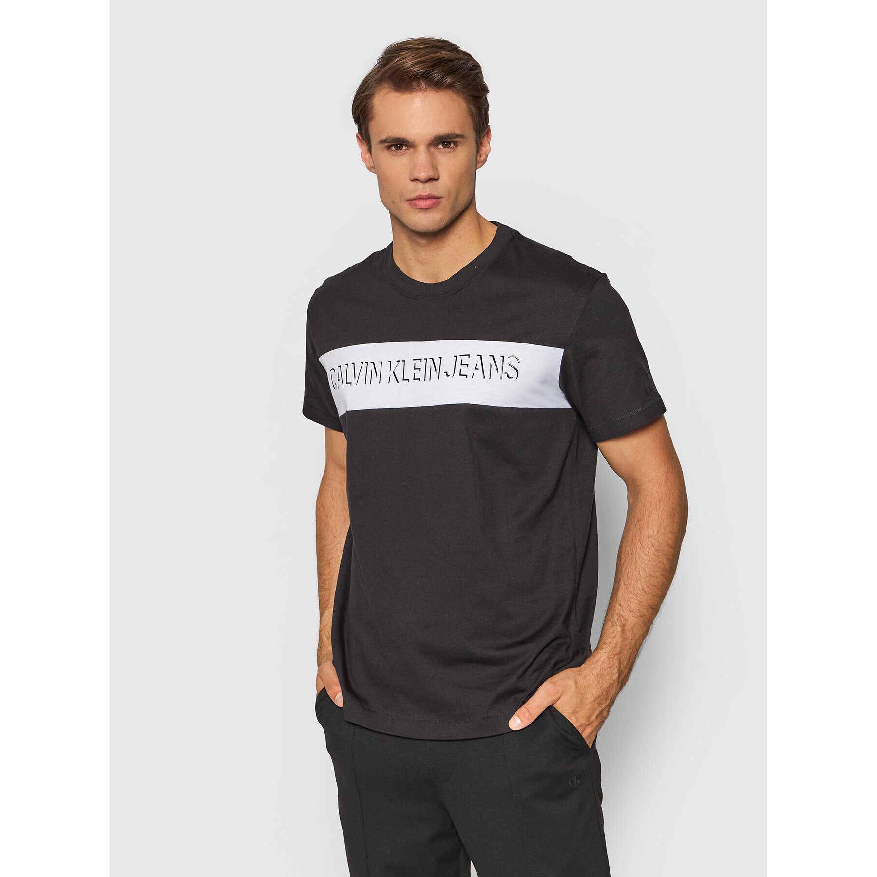 Calvin Klein Jeans Tricou J30J319296 Negru Regular Fit - Pled.ro