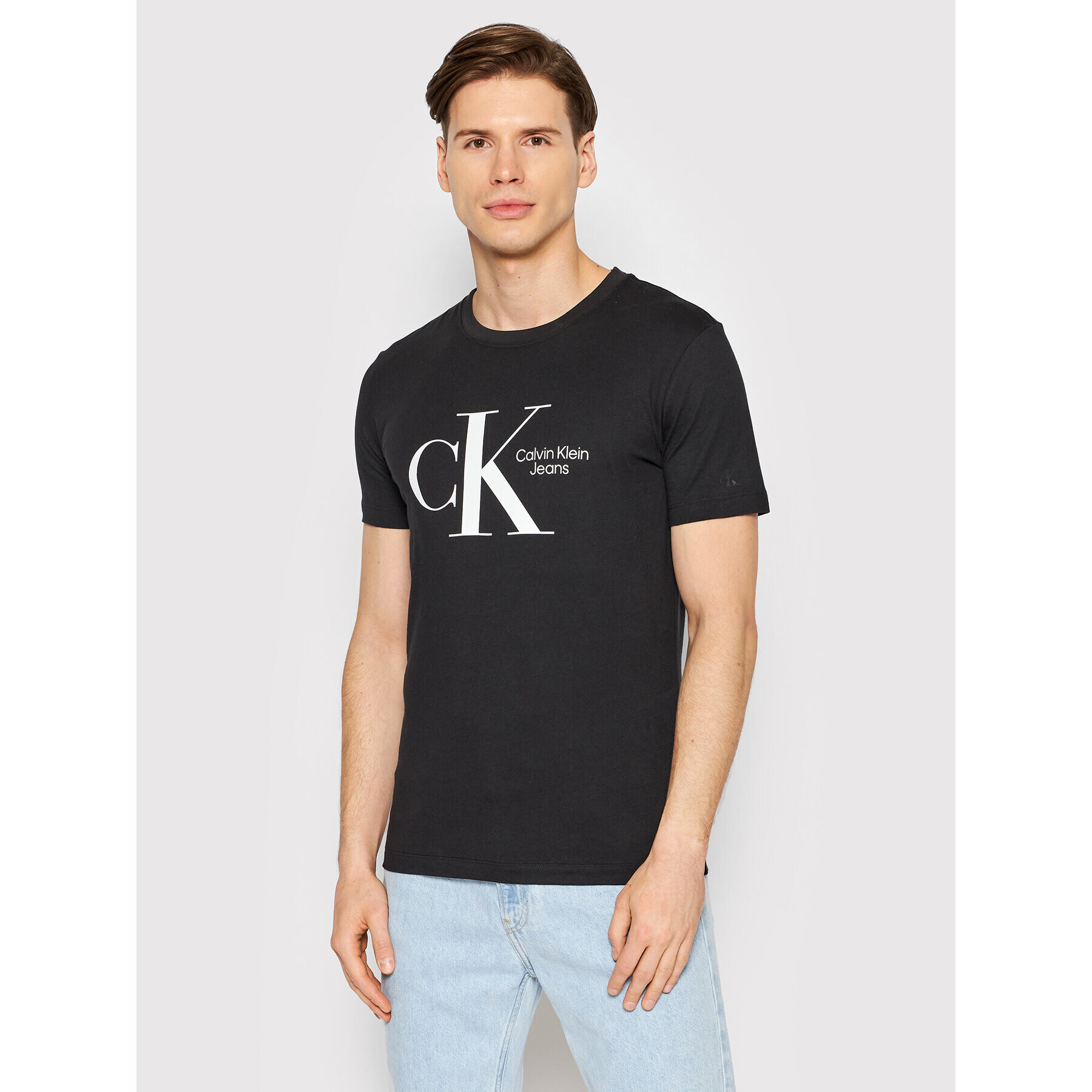 Calvin Klein Jeans Tricou J30J320189 Negru Regular Fit - Pled.ro