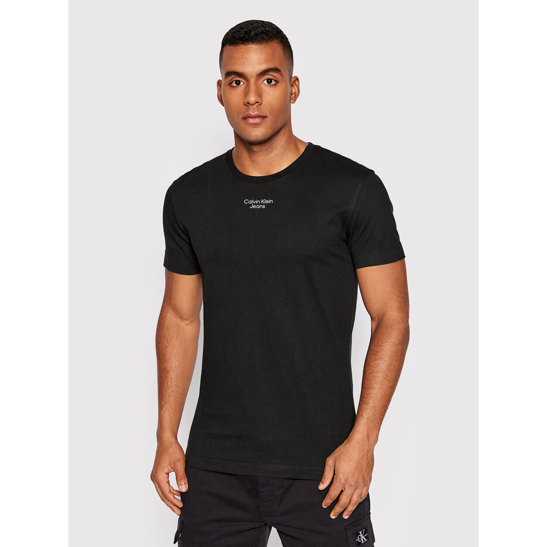 Calvin Klein Jeans Tricou J30J320595 Negru Slim Fit - Pled.ro