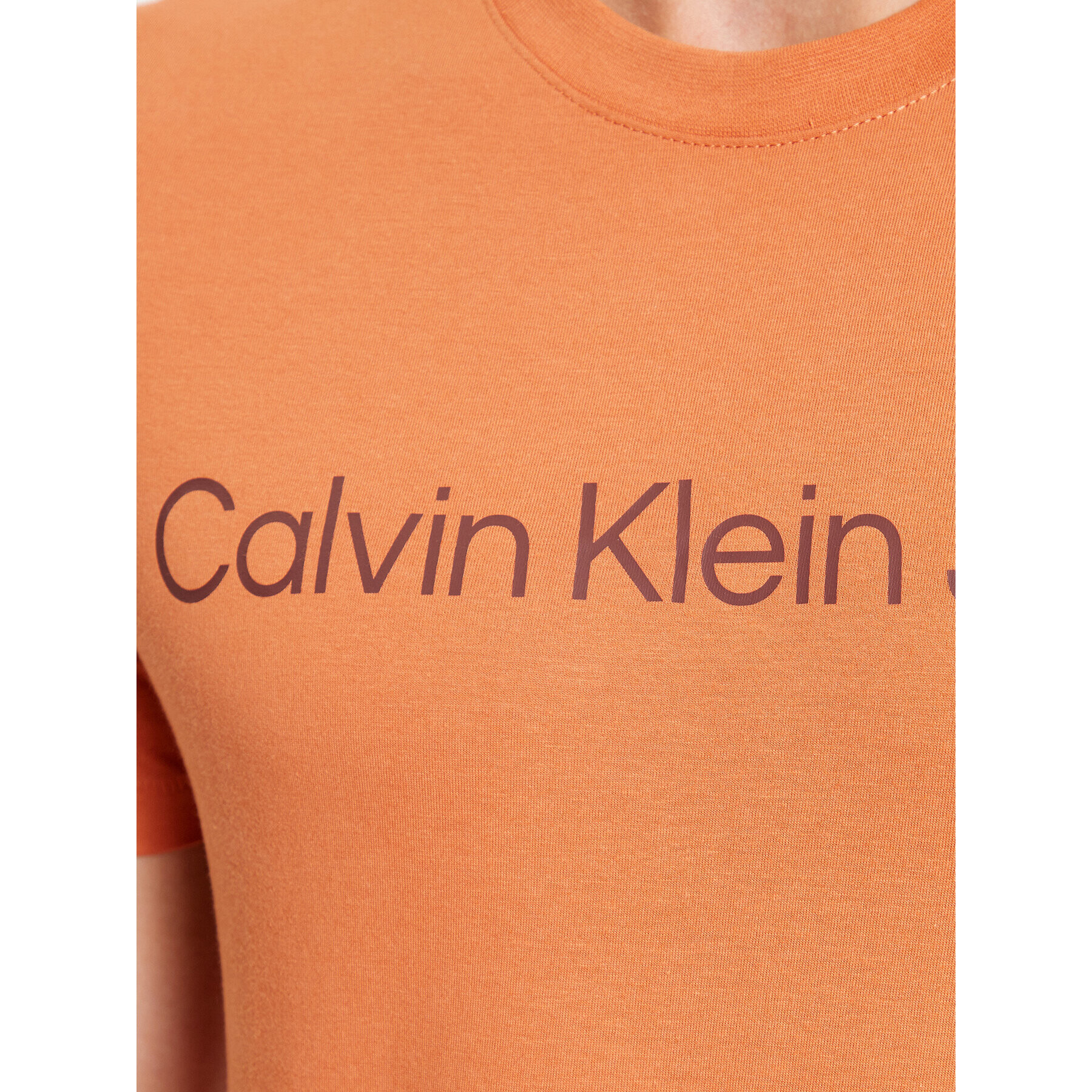 Calvin Klein Jeans Tricou J30J322344 Portocaliu Slim Fit - Pled.ro