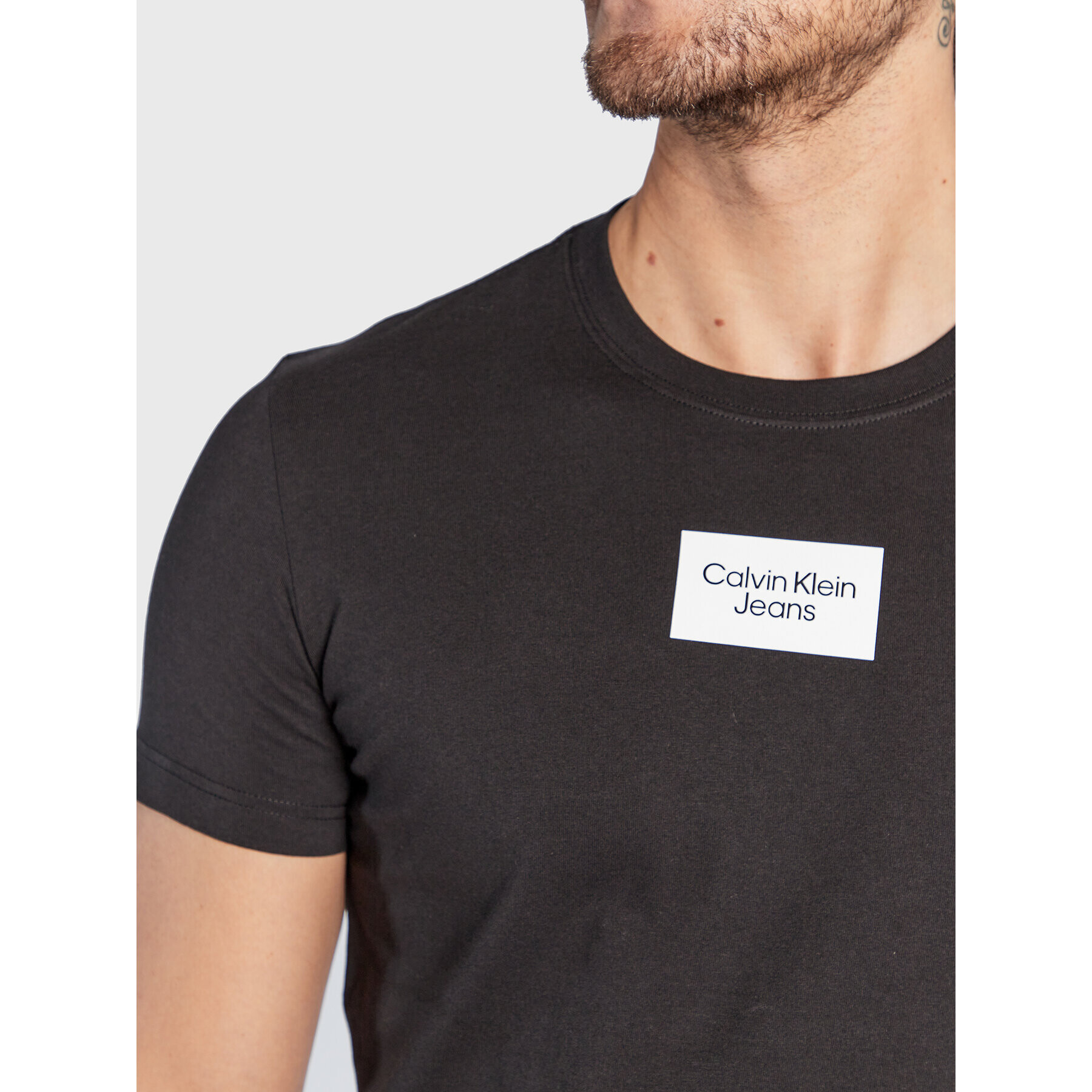 Calvin Klein Jeans Tricou J30J322510 Negru Slim Fit - Pled.ro