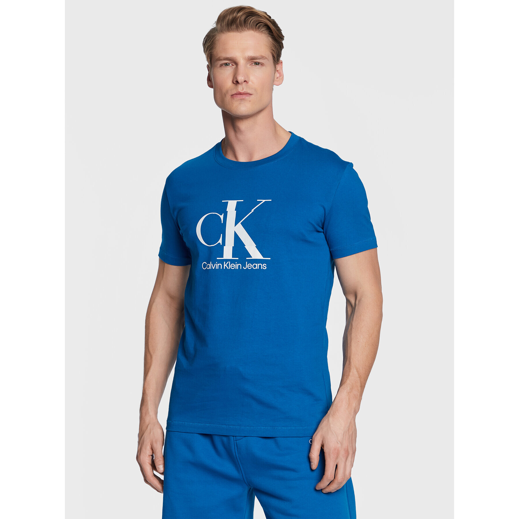 Calvin Klein Jeans Tricou J30J323299 Albastru Regular Fit - Pled.ro