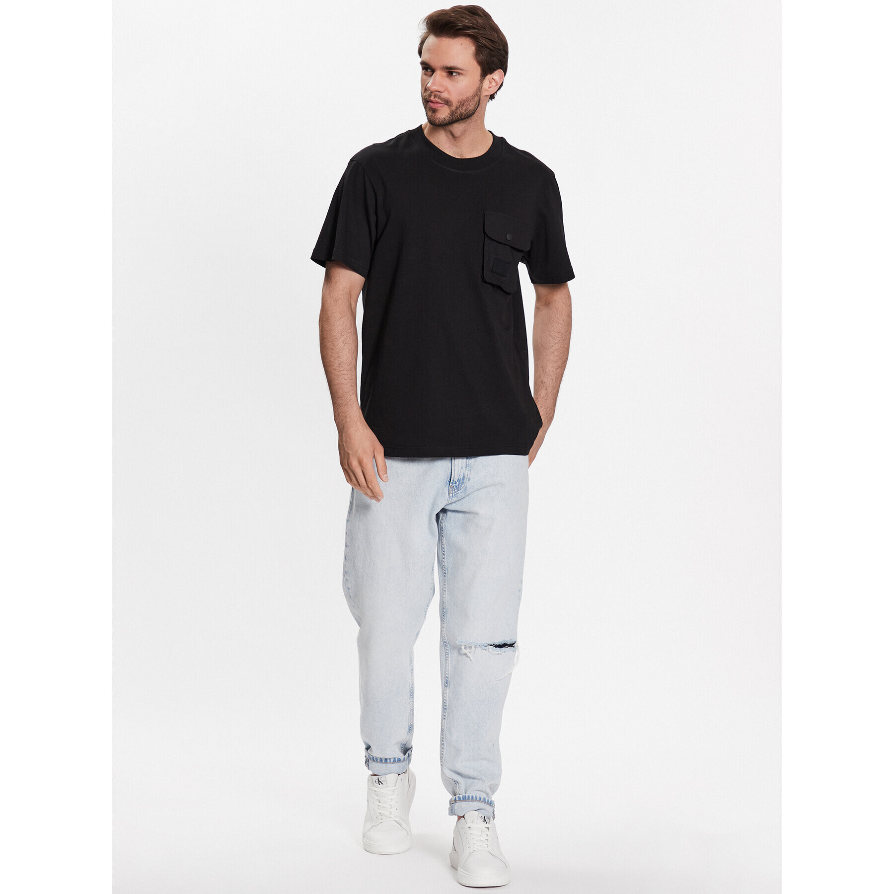 Calvin Klein Jeans Tricou J30J323807 Negru Regular Fit - Pled.ro