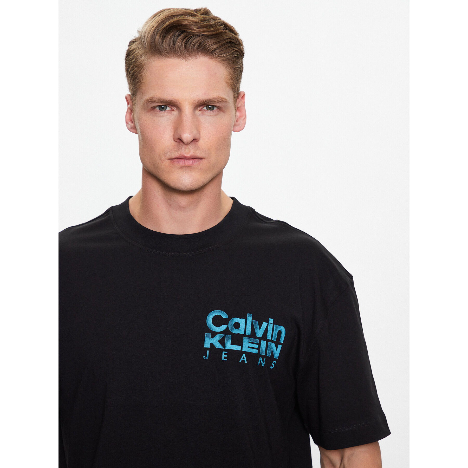 Calvin Klein Jeans Tricou J30J324225 Negru Regular Fit - Pled.ro