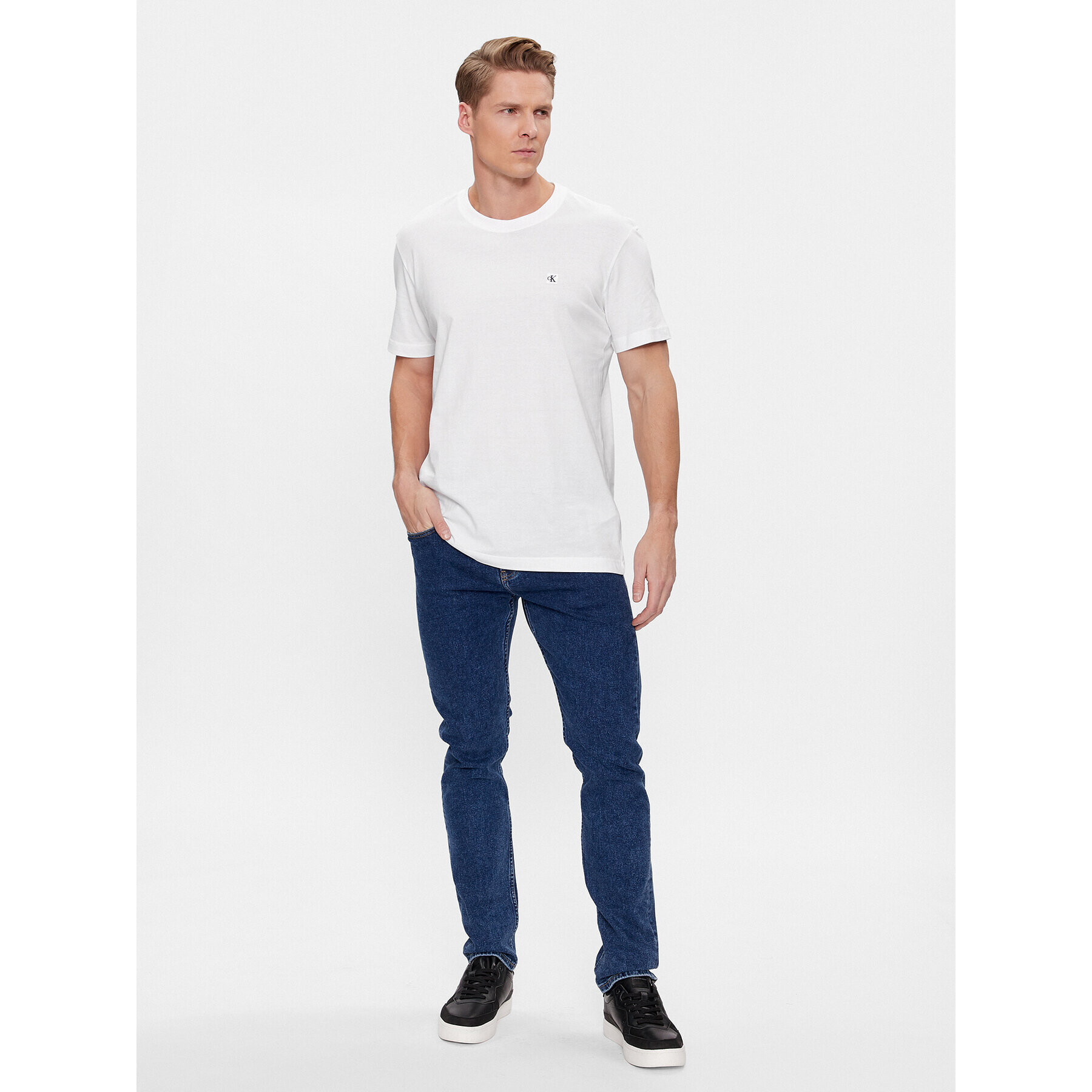 Calvin Klein Jeans Tricou J30J325268 Alb Regular Fit - Pled.ro