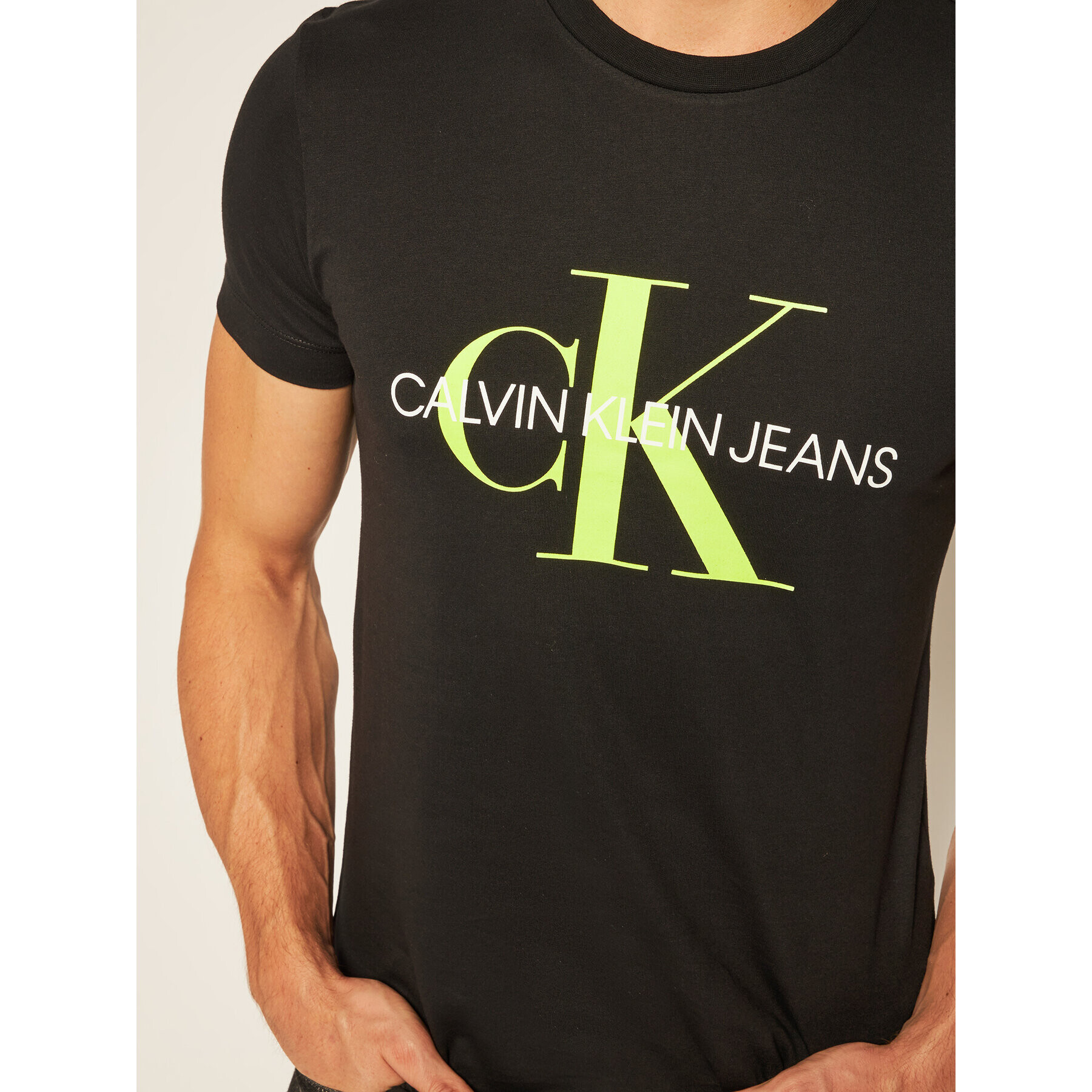 Calvin Klein Jeans Tricou Logo J30J314551 Negru Slim Fit - Pled.ro