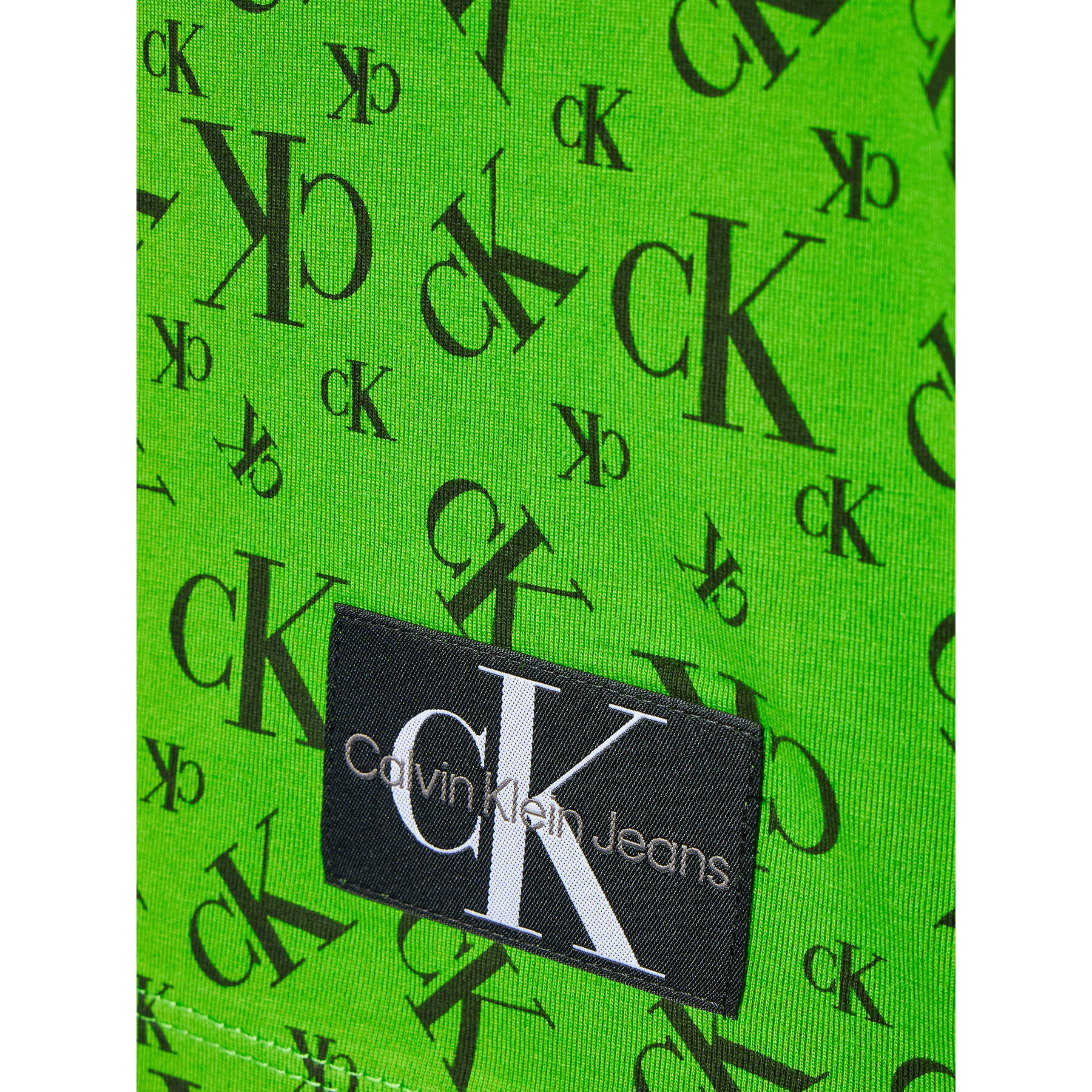 Calvin Klein Jeans Tricou Monogram Grid IB0IB01476 Verde Regular Fit - Pled.ro