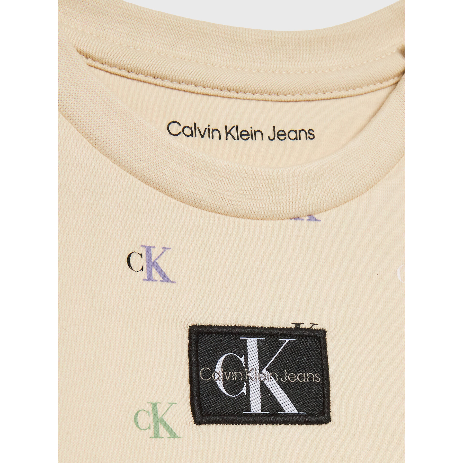 Calvin Klein Jeans Tricou Monogram IN0IN00052 Bej Regular Fit - Pled.ro